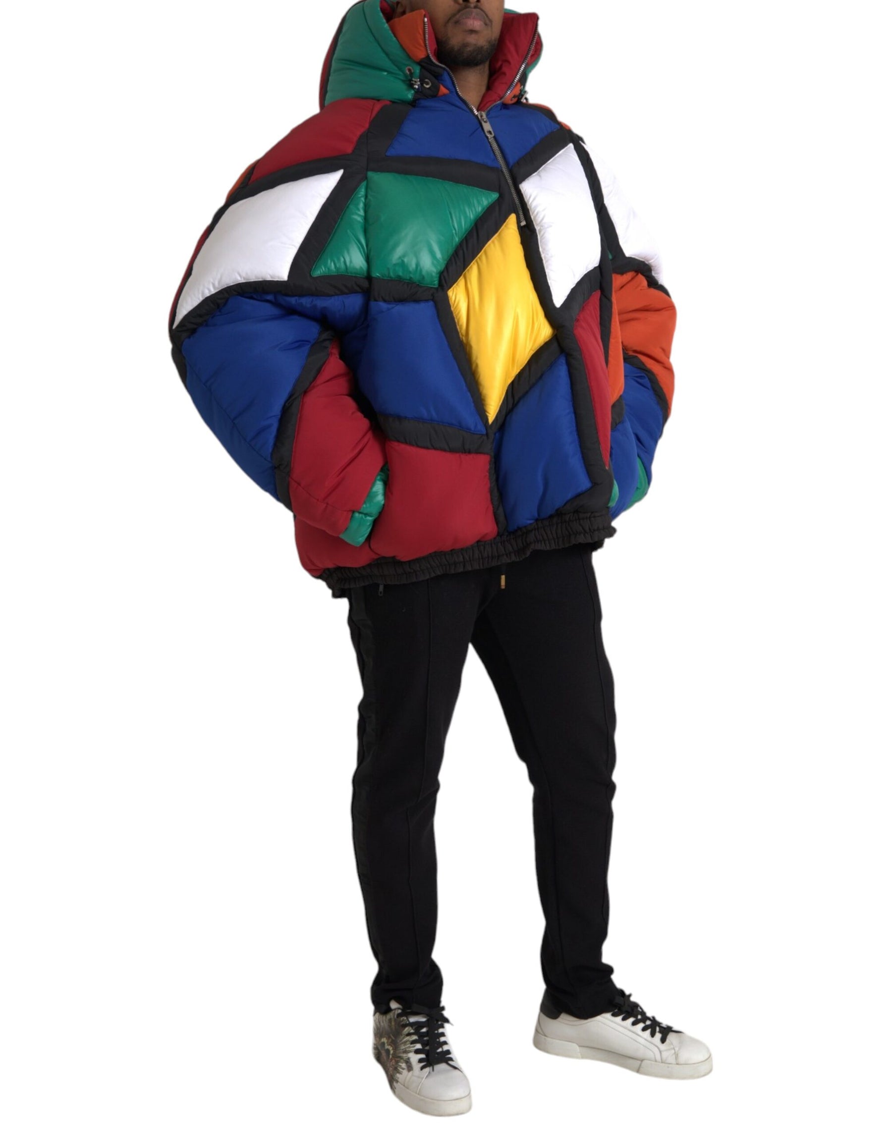 Dolce & Gabbana Multicolor Quilted Hooded Puffer Jacket | Regal Royce