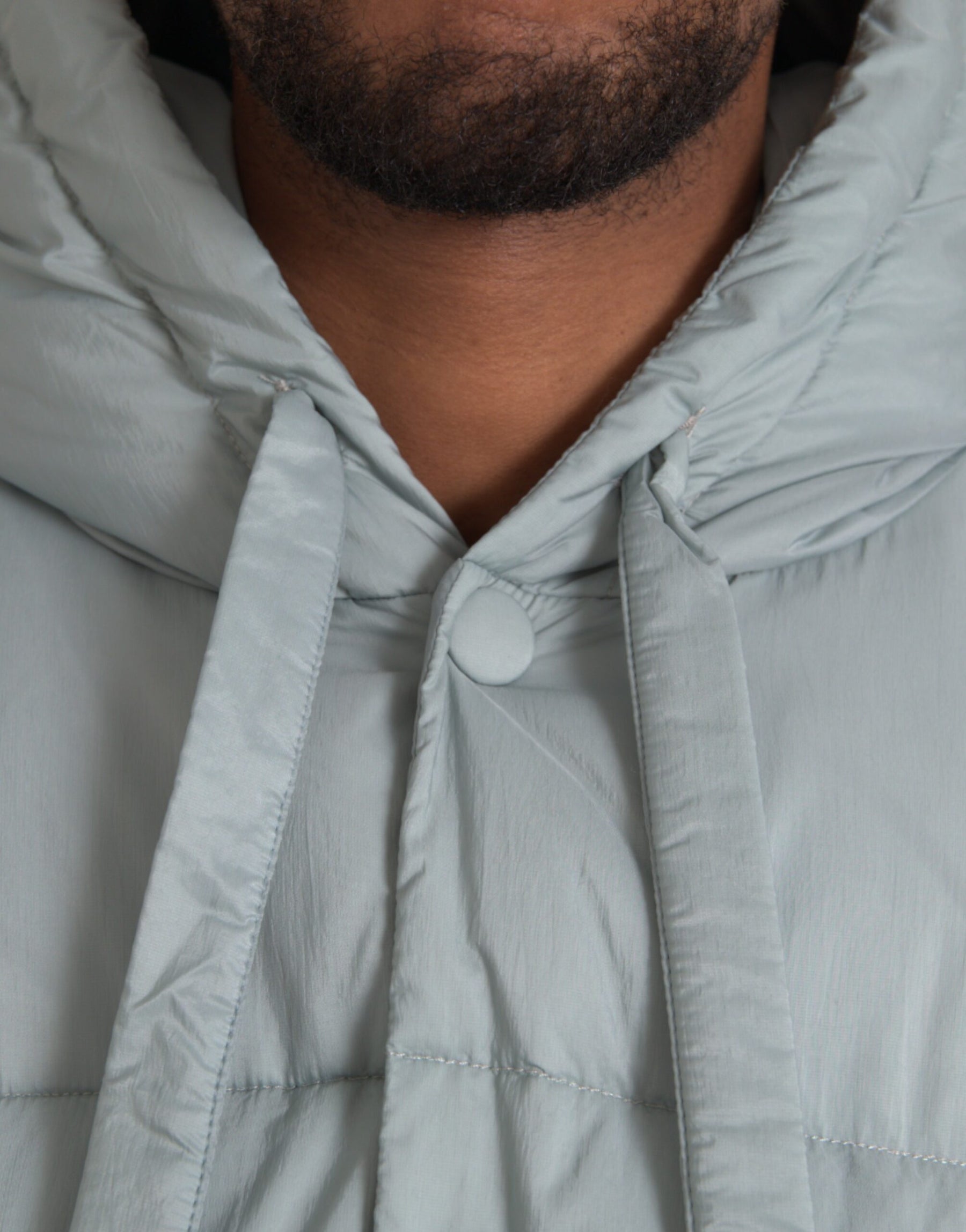 Dolce & Gabbana Light Blue Quilted Hooded Puffer Jacket Men | Regal Royce