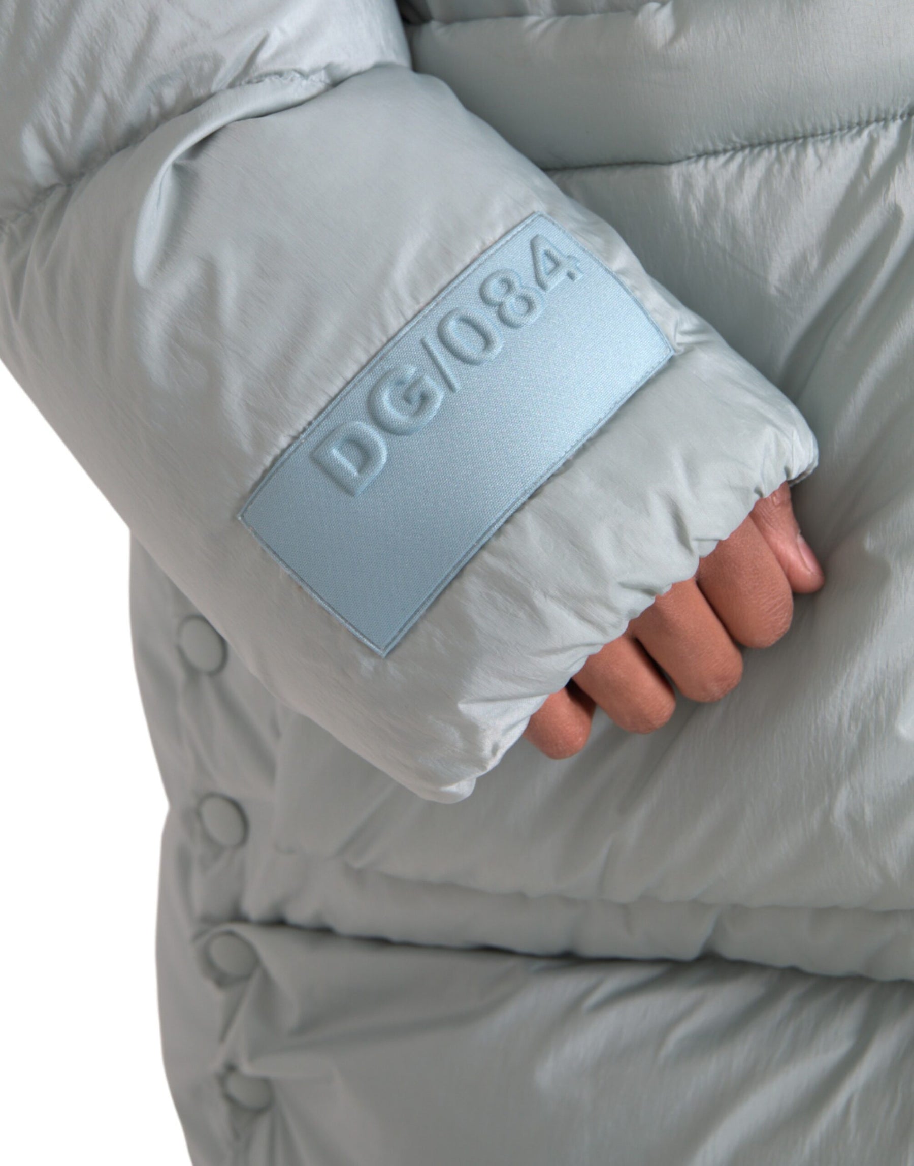 Dolce & Gabbana Light Blue Quilted Hooded Puffer Jacket Men | Regal Royce