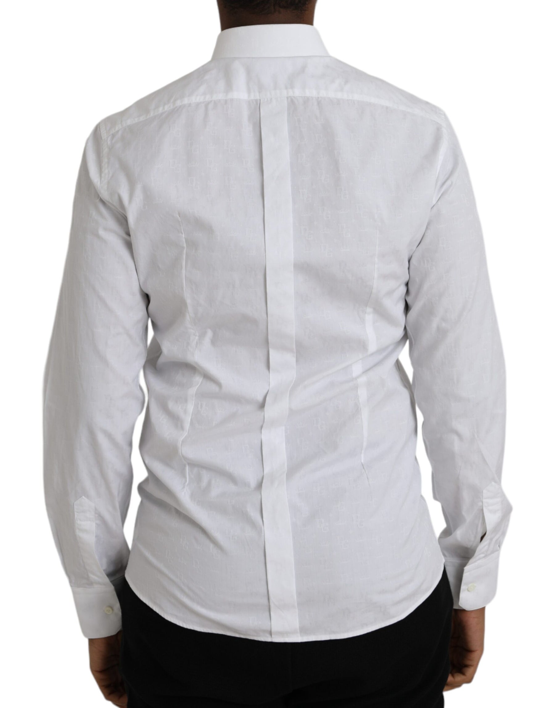 Dolce & Gabbana White Cotton Long Sleeve Dress GOLD Shirt | Regal Royce