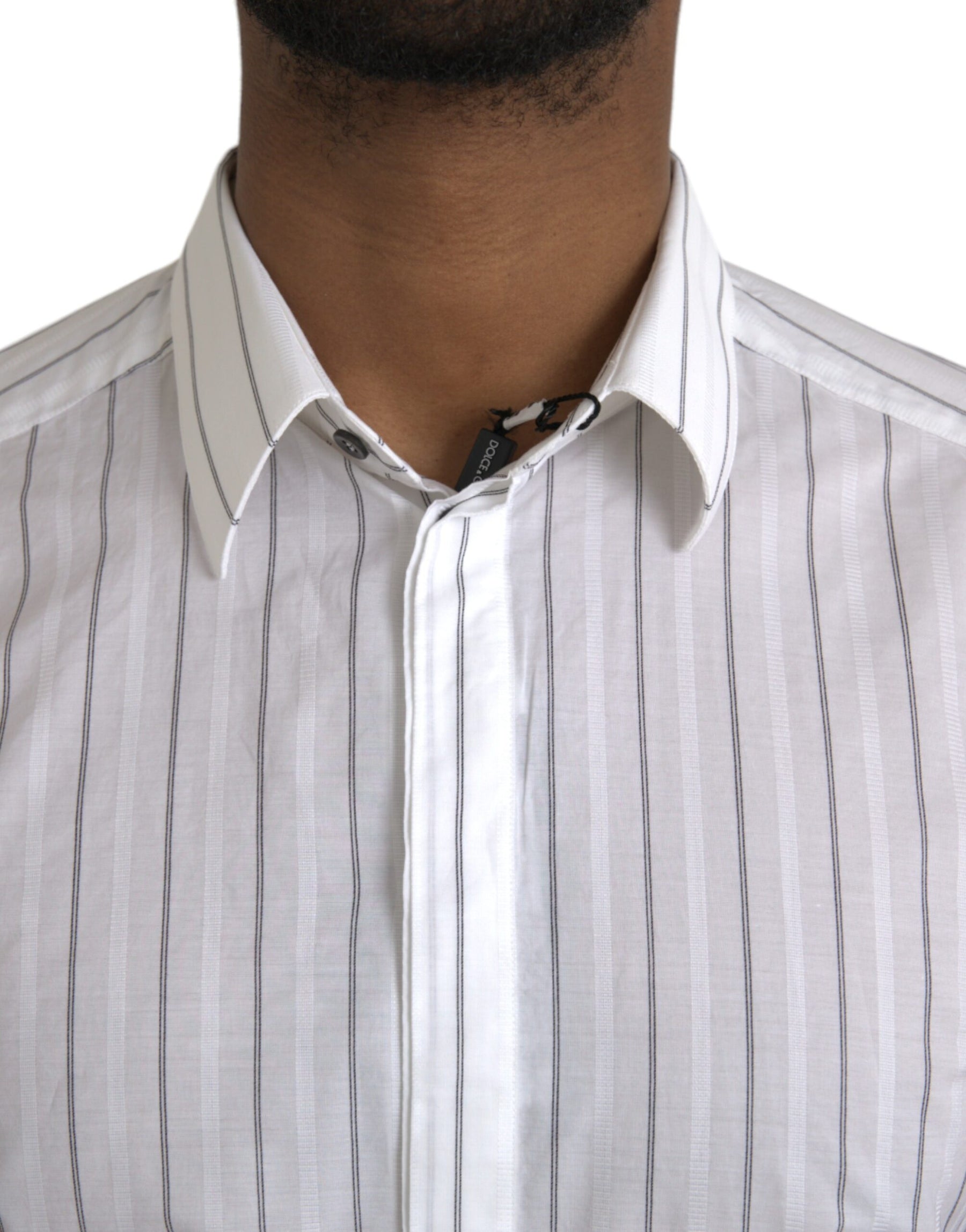 Dolce & Gabbana Black White Striped Formal Dress GOLD Shirt | Regal Royce