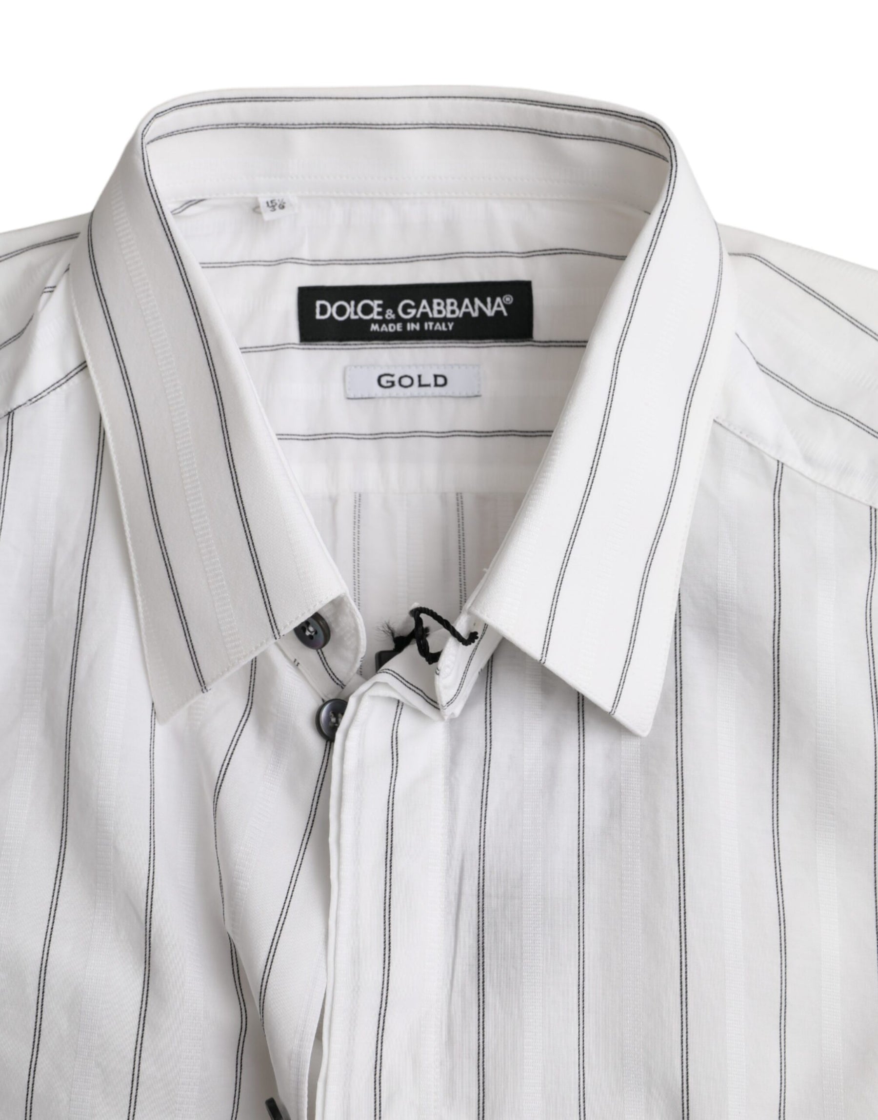 Dolce & Gabbana Black White Striped Formal Dress GOLD Shirt | Regal Royce