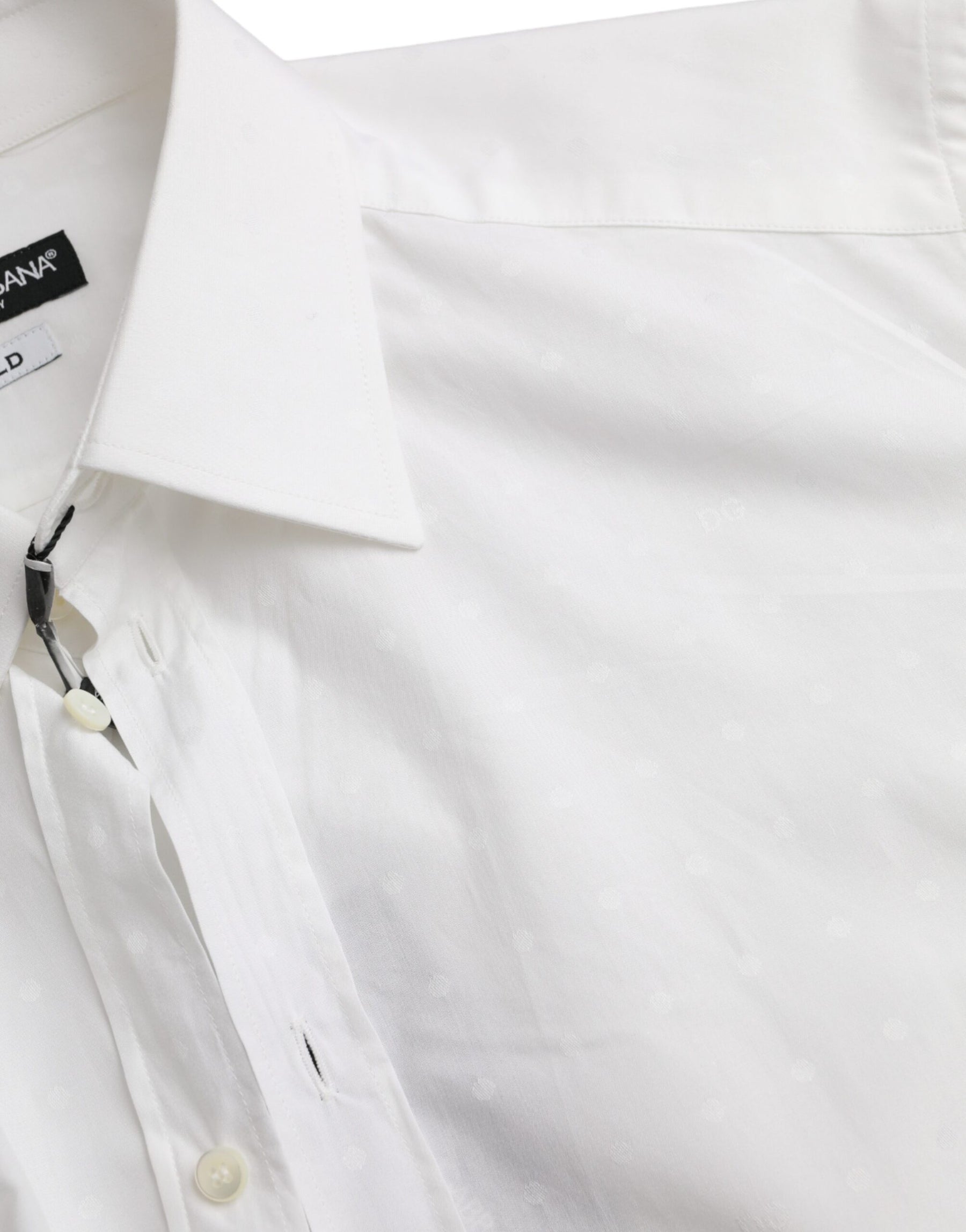 Dolce & Gabbana White Logo Cotton Men Dress GOLD Shirt | Regal Royce