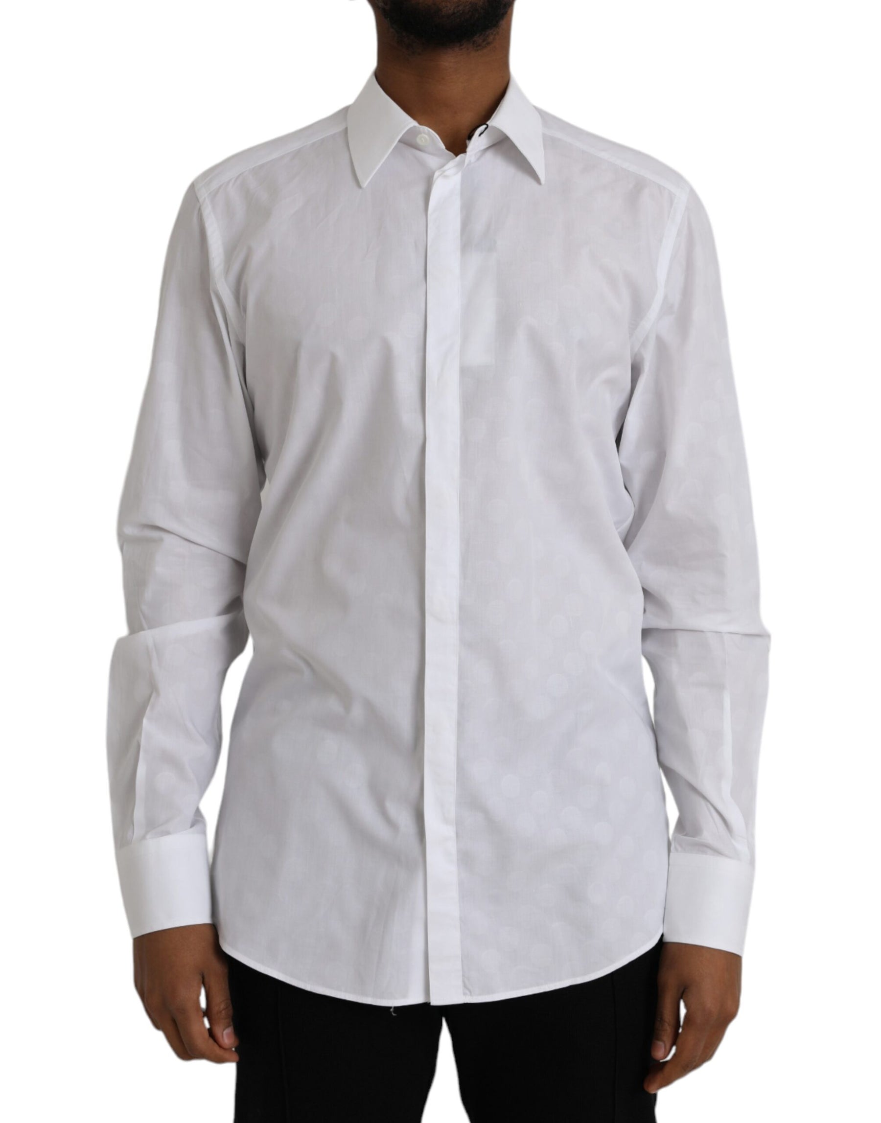 Dolce & Gabbana White Polka Dotted Cotton Dress GOLD Shirt | Regal Royce