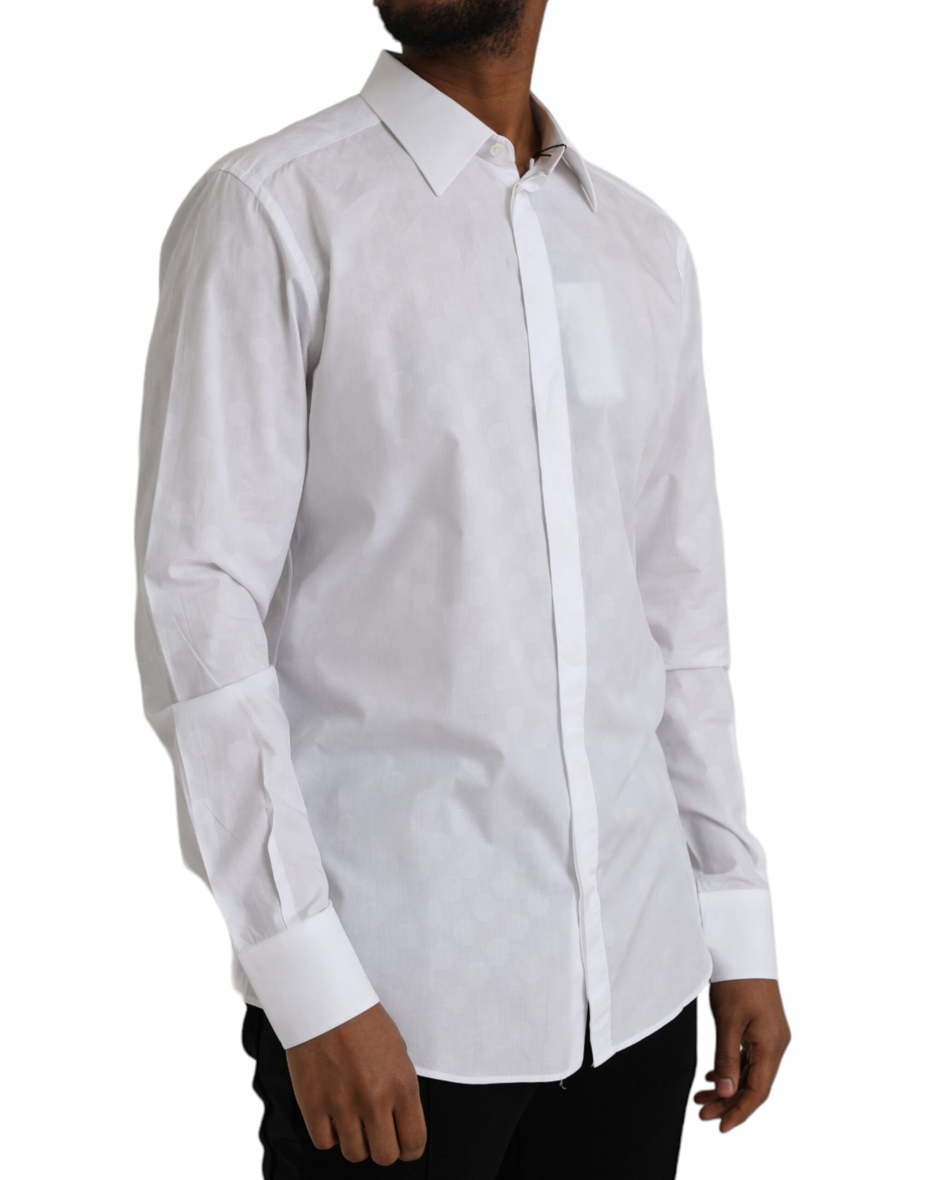 Dolce & Gabbana White Polka Dotted Cotton Dress GOLD Shirt | Regal Royce