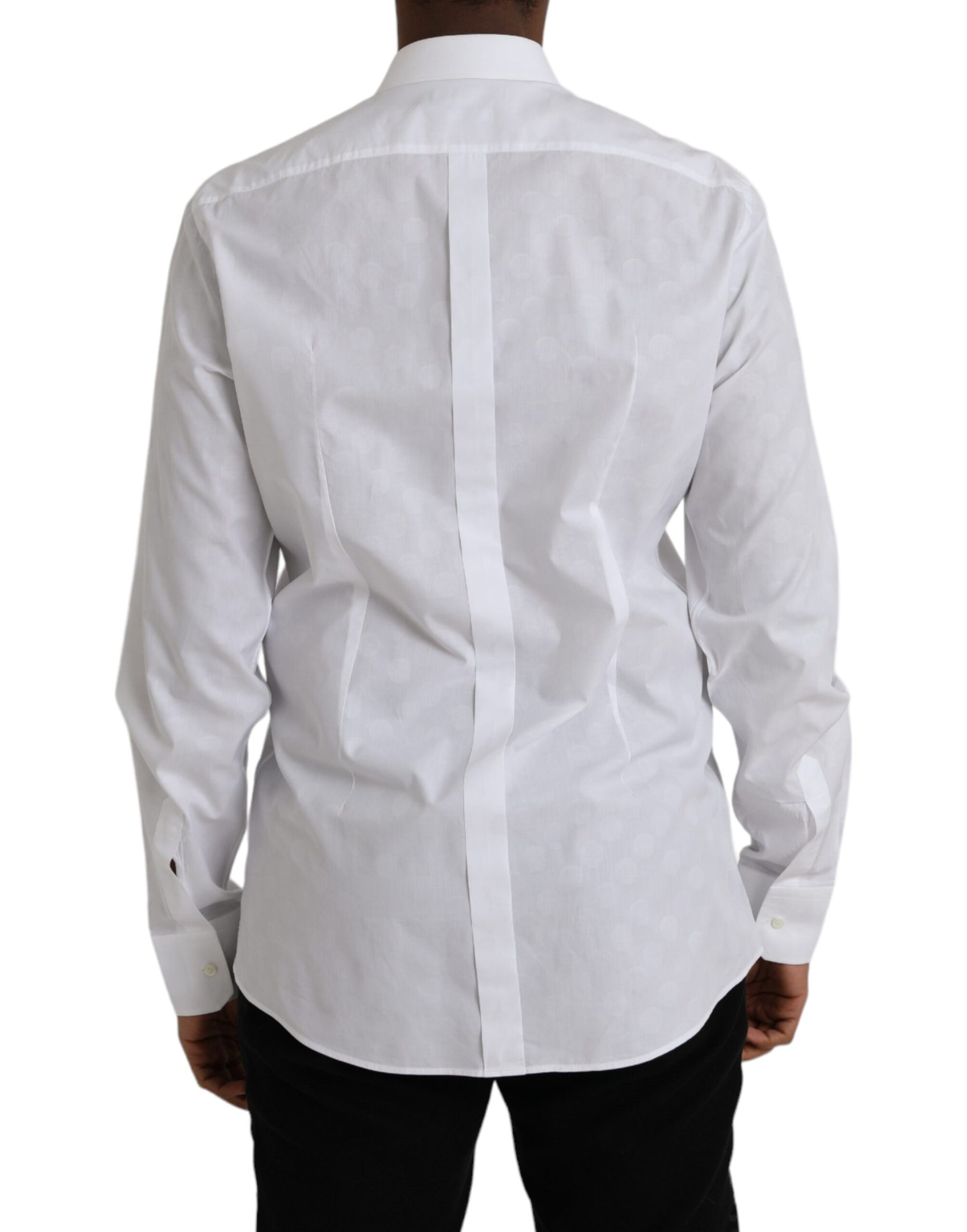 Dolce & Gabbana White Polka Dotted Cotton Dress GOLD Shirt | Regal Royce
