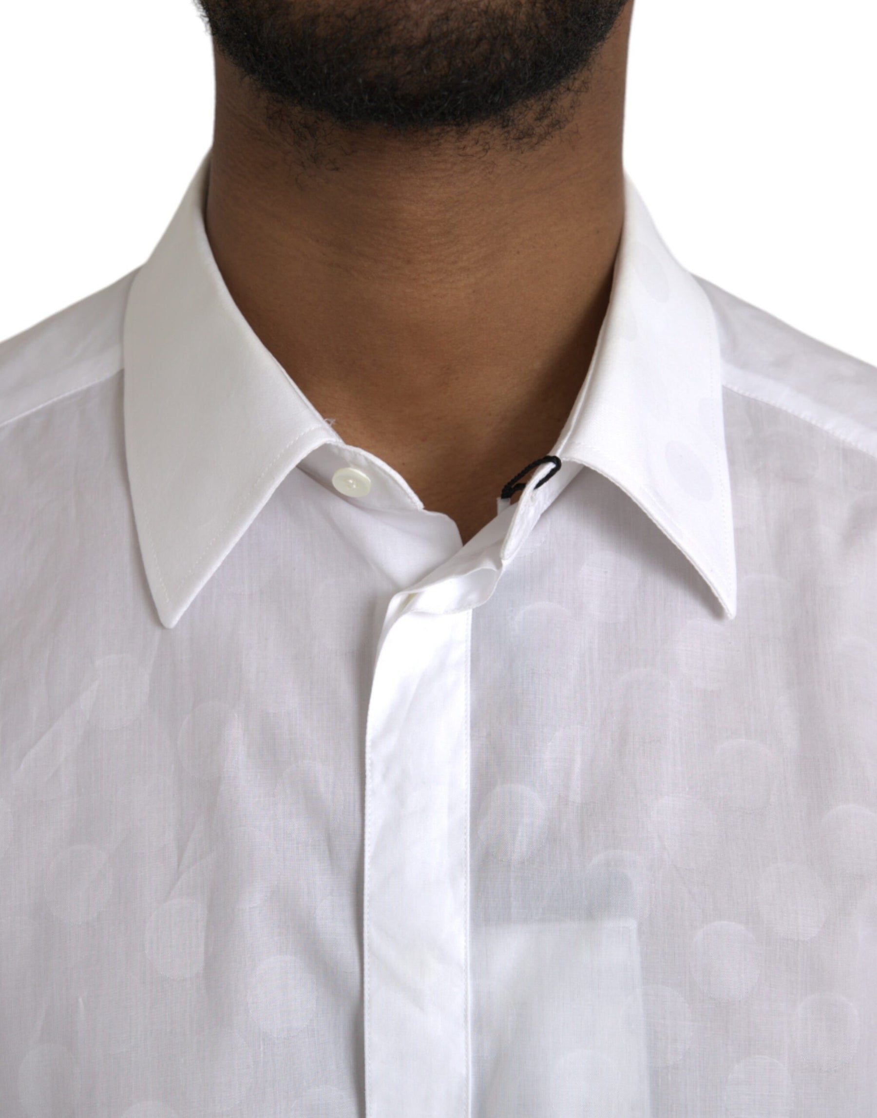Dolce & Gabbana White Polka Dotted Cotton Dress GOLD Shirt | Regal Royce
