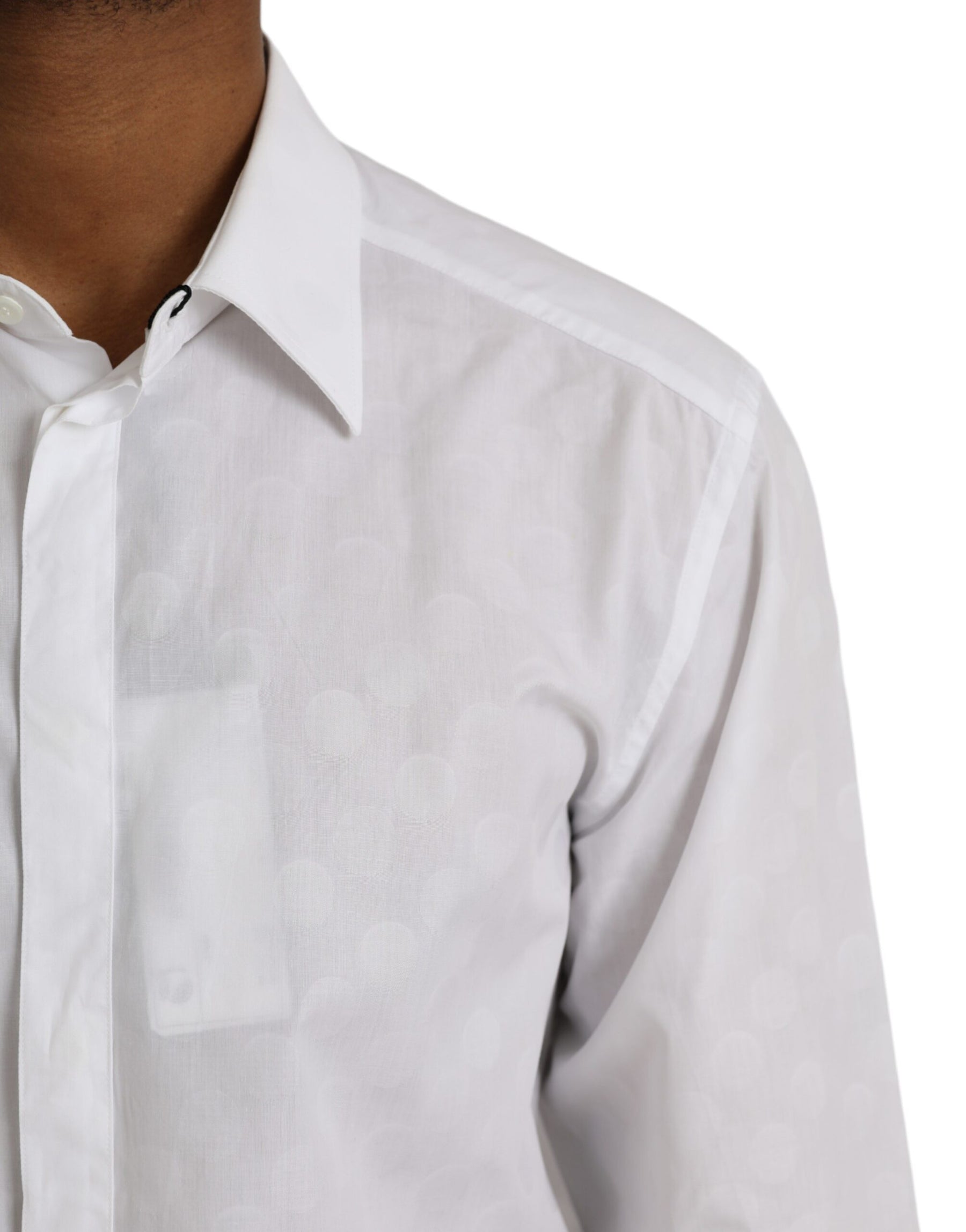 Dolce & Gabbana White Polka Dotted Cotton Dress GOLD Shirt | Regal Royce