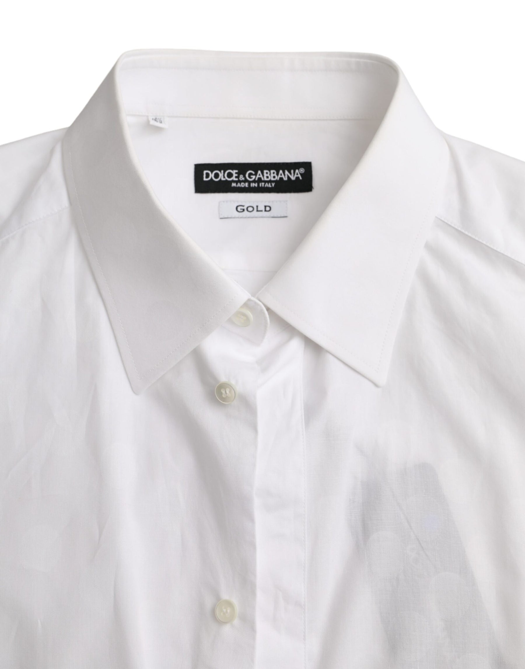 Dolce & Gabbana White Polka Dotted Cotton Dress GOLD Shirt | Regal Royce