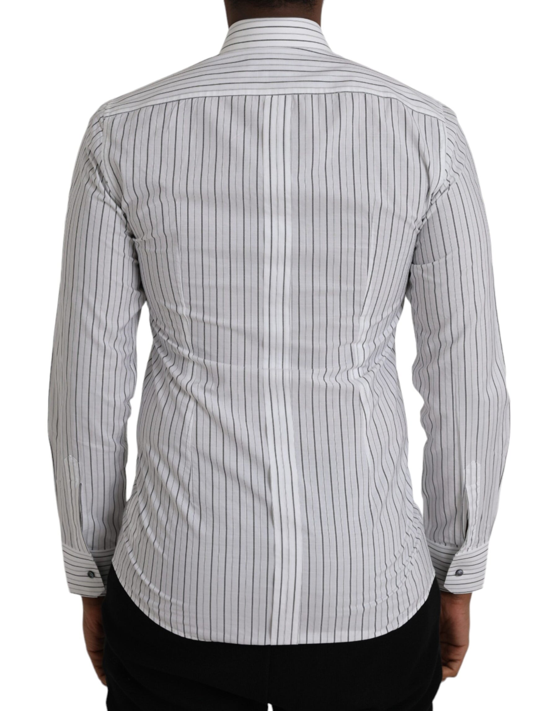 Dolce & Gabbana Black White Striped Formal Dress GOLD Shirt | Regal Royce