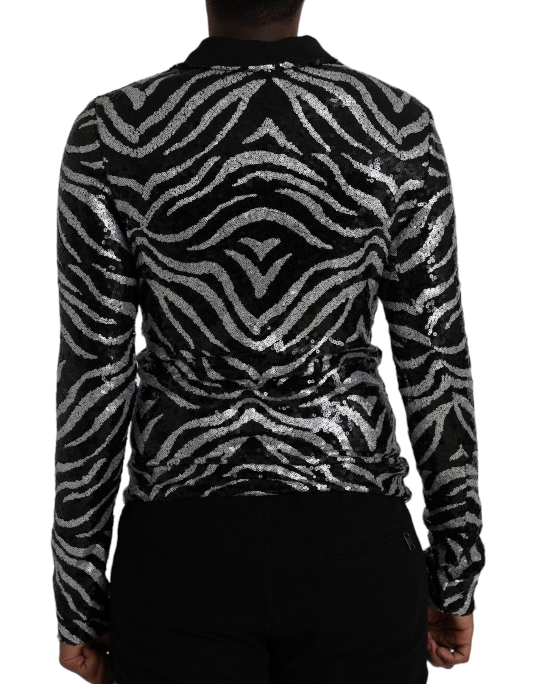 Dolce & Gabbana Black Silver Sequined Polyester Sweater | Regal Royce