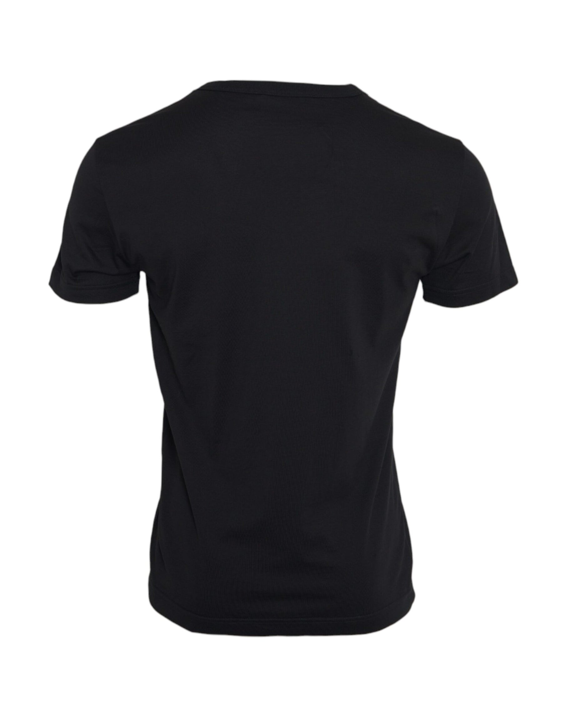 Dolce & Gabbana Black Cotton Silver Chain Short Sleeve T-shirt | Regal Royce