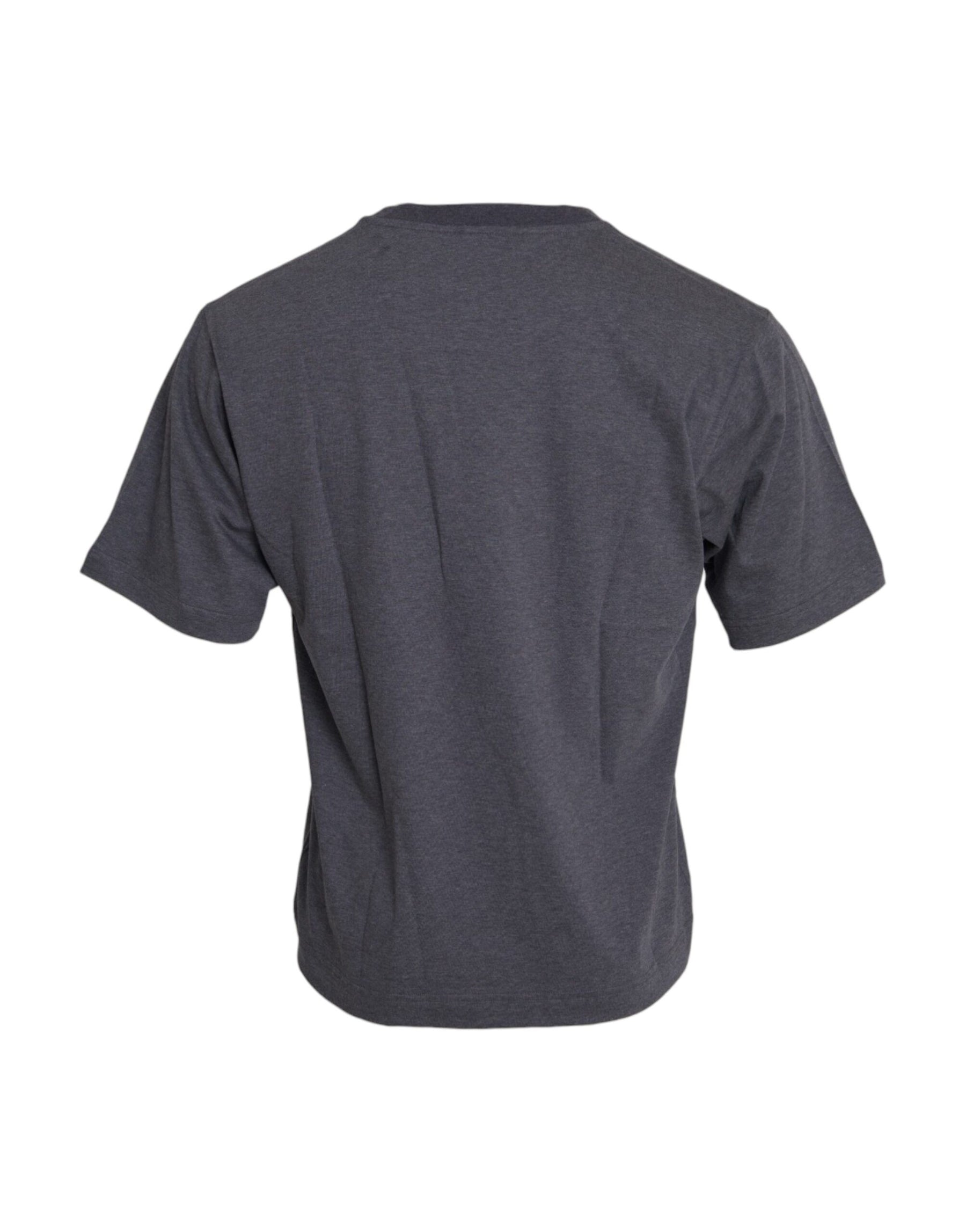 Dolce & Gabbana Gray Cotton Round Neck Short Sleeve T-shirt | Regal Royce