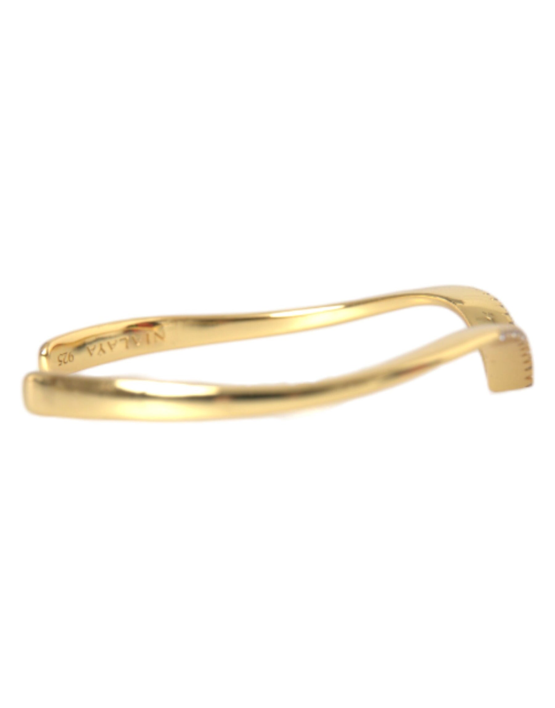 Nialaya Arched Wing Cuff Skyfall Gold CZ 925 Bracelet | Regal Royce