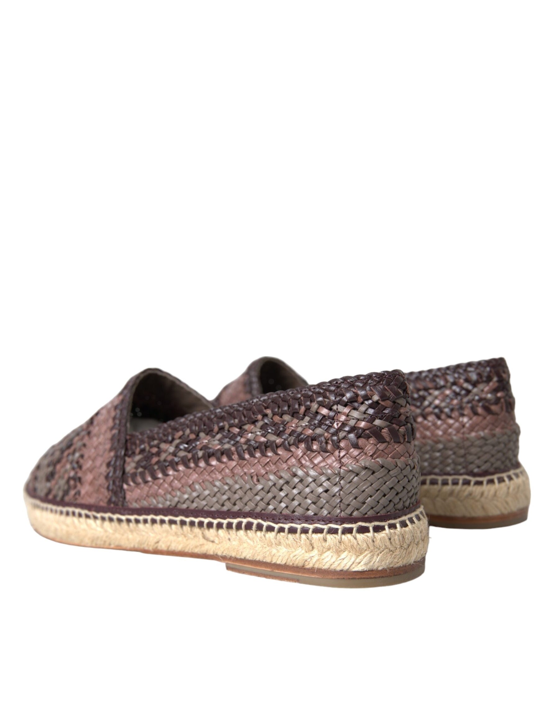 Dolce & Gabbana Brown Buffalo Leather Espadrille Flats Shoes | Regal Royce