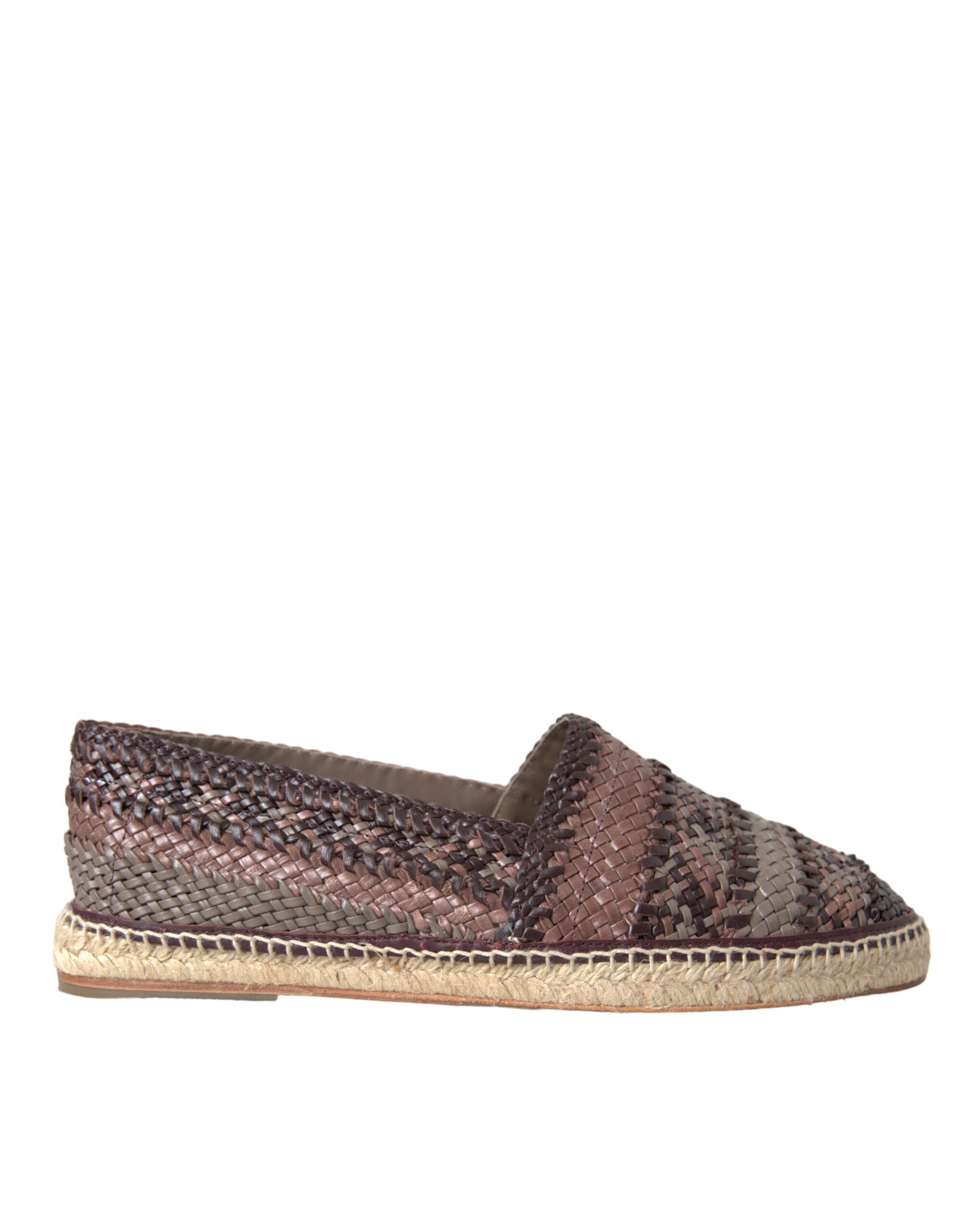 Dolce & Gabbana Brown Buffalo Leather Espadrille Flats Shoes | Regal Royce