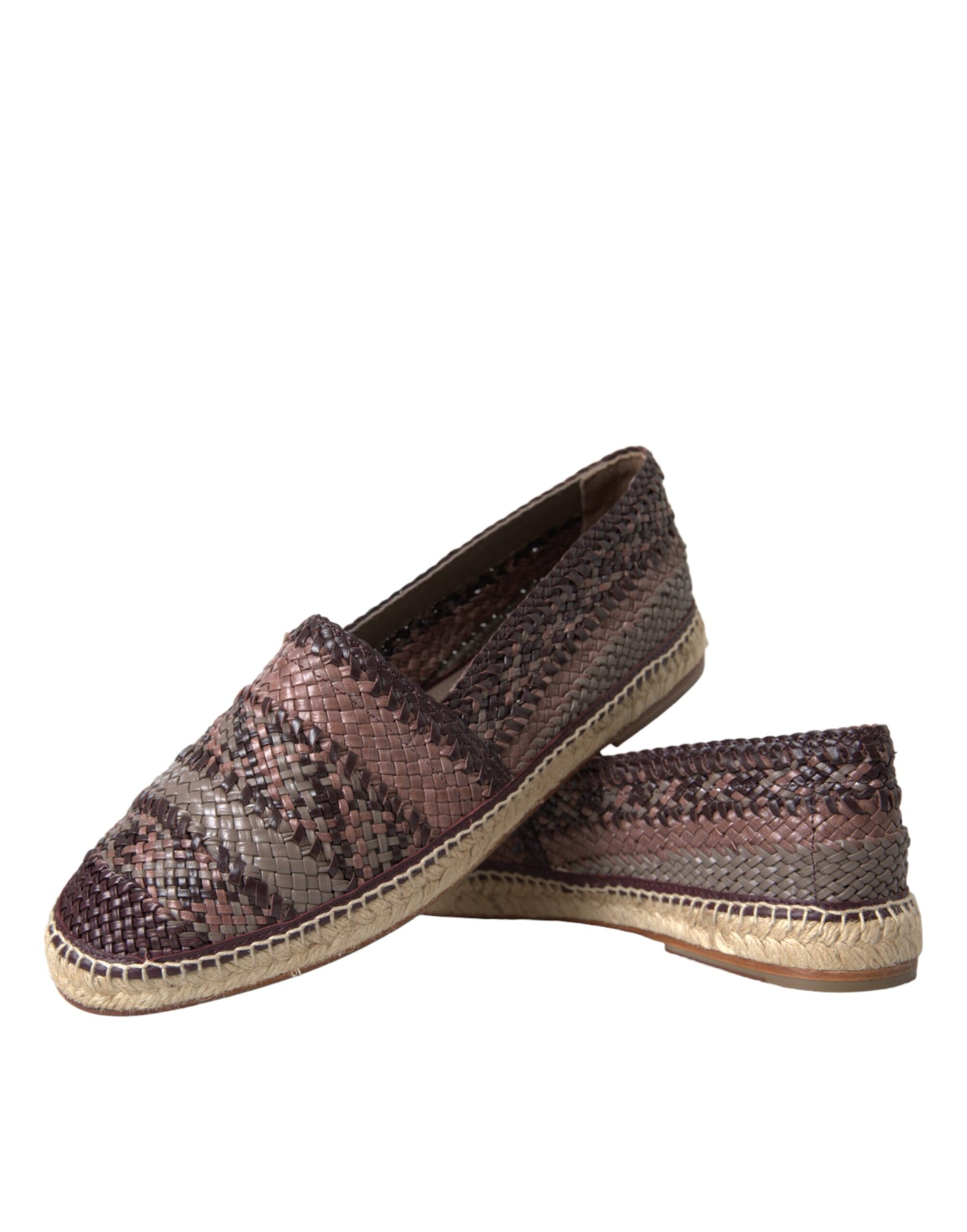 Dolce & Gabbana Brown Buffalo Leather Espadrille Flats Shoes | Regal Royce