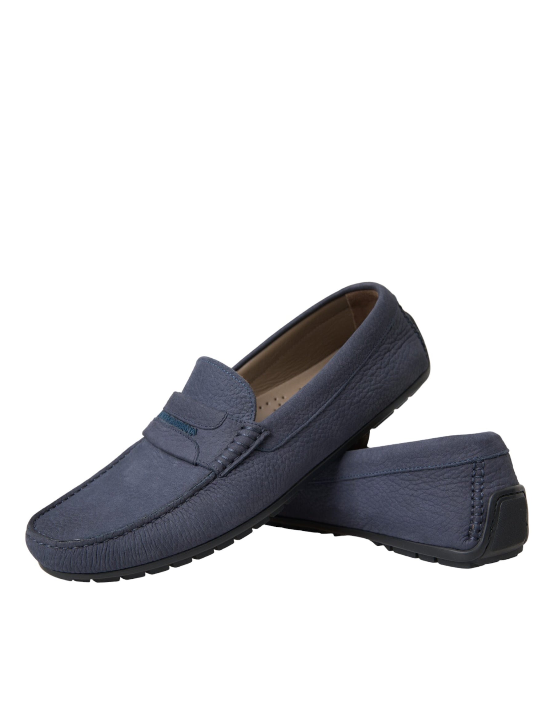 Dolce & Gabbana Blue Calf Leather Slip On Moccasin Shoes | Regal Royce