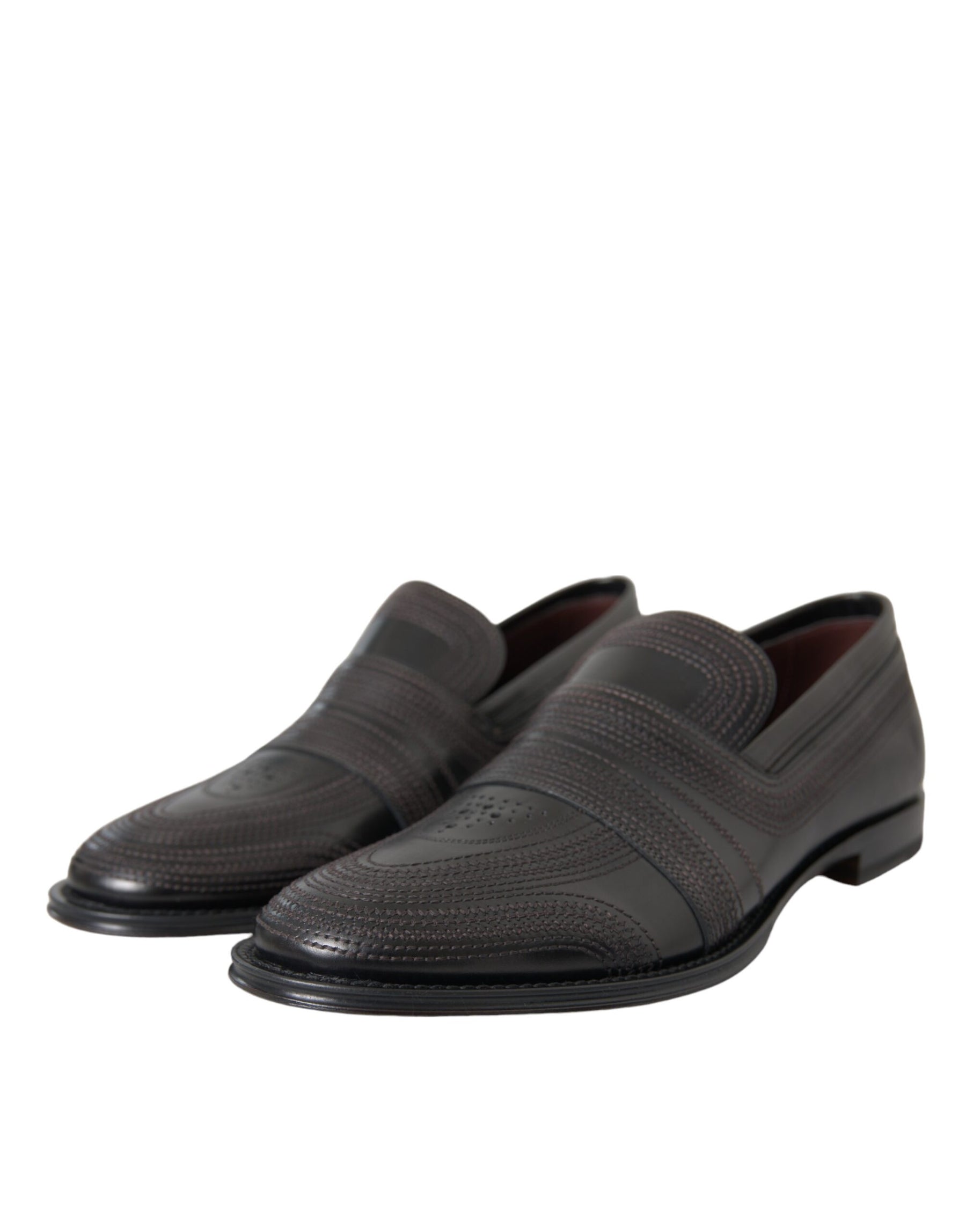 Dolce & Gabbana Black Brown Leather Loafer Men Dress Shoes | Regal Royce