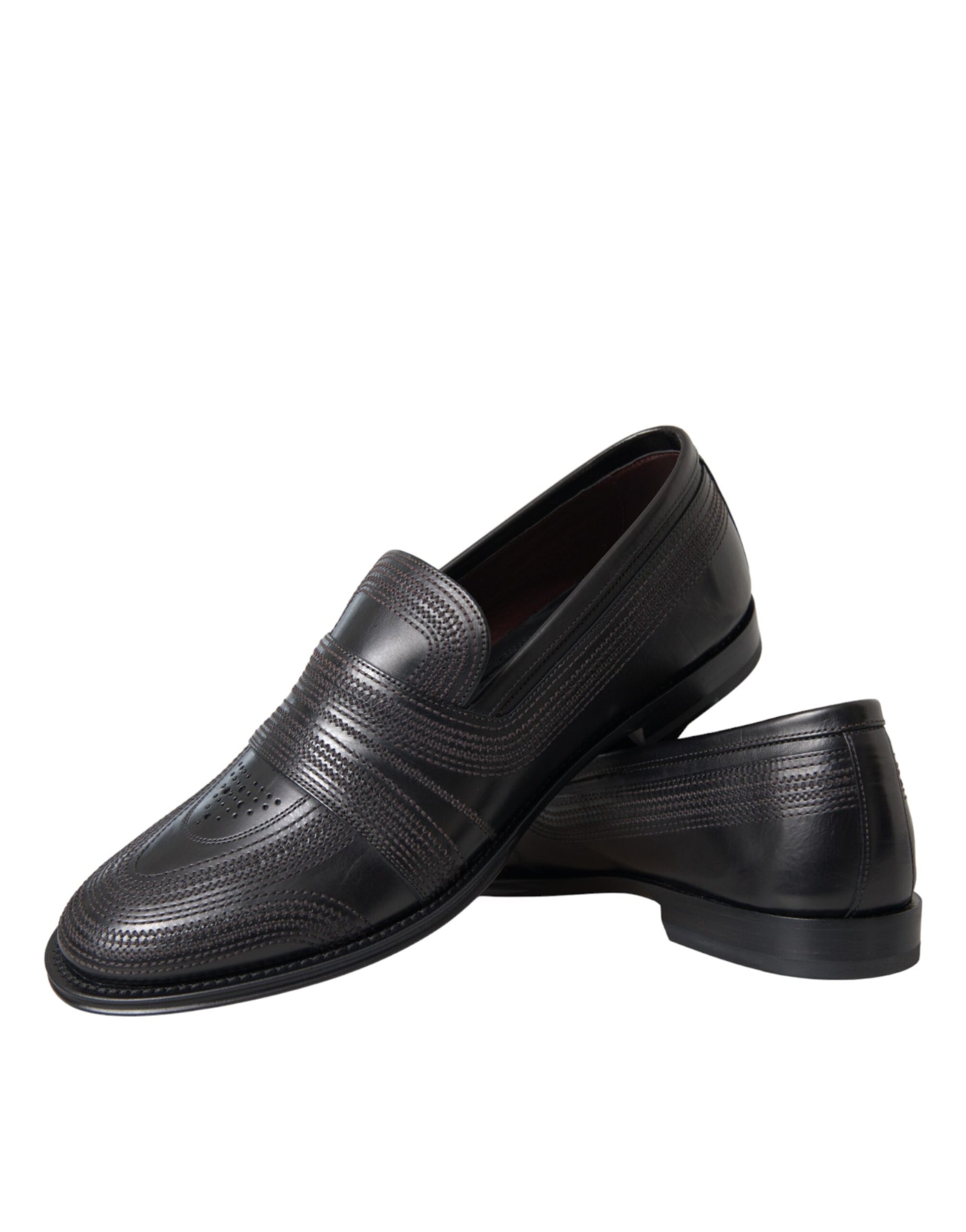 Dolce & Gabbana Black Brown Leather Loafer Men Dress Shoes | Regal Royce