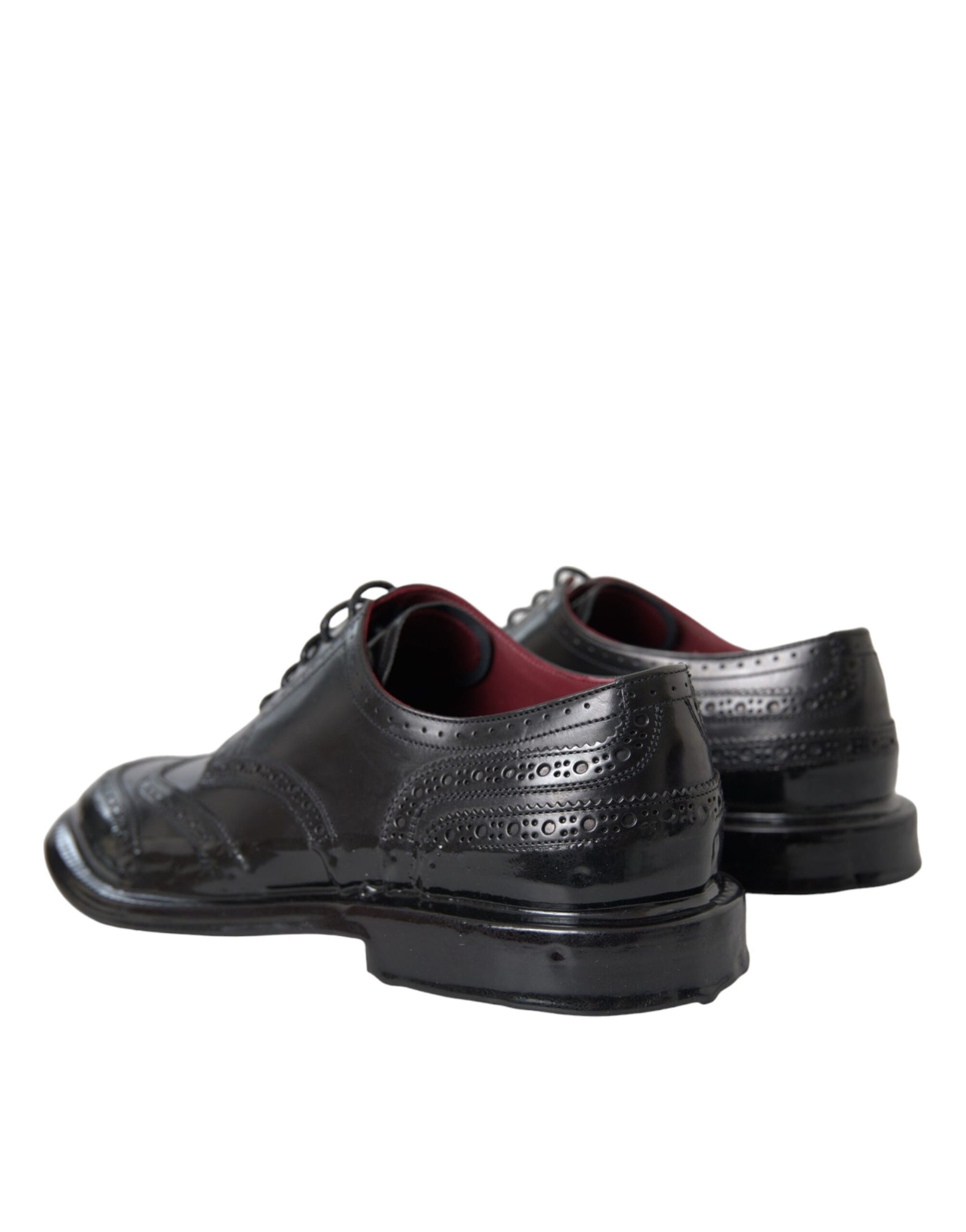 Dolce & Gabbana Black Leather Oxford Wingtip Formal Men Shoes | Regal Royce