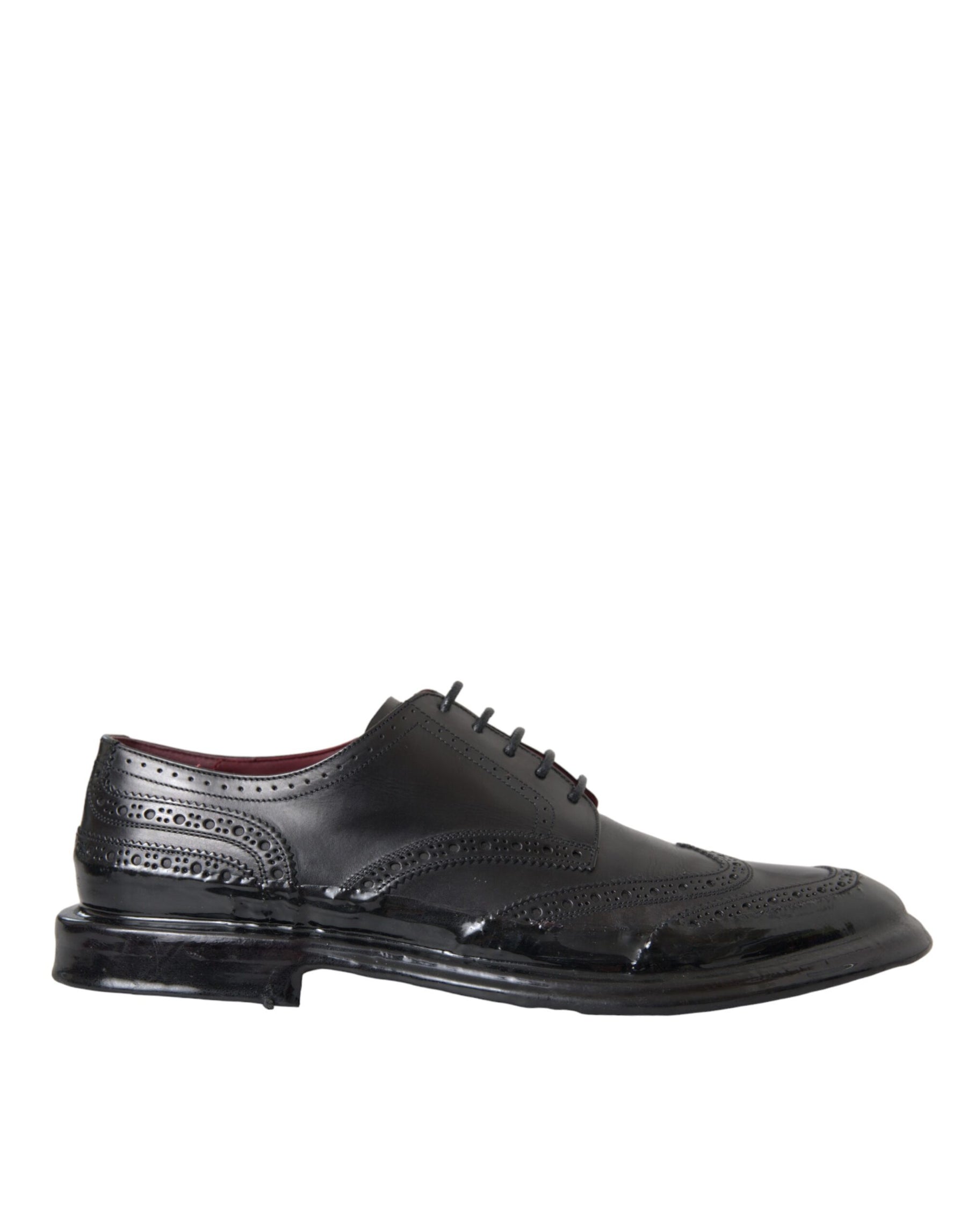 Dolce & Gabbana Black Leather Oxford Wingtip Formal Men Shoes | Regal Royce