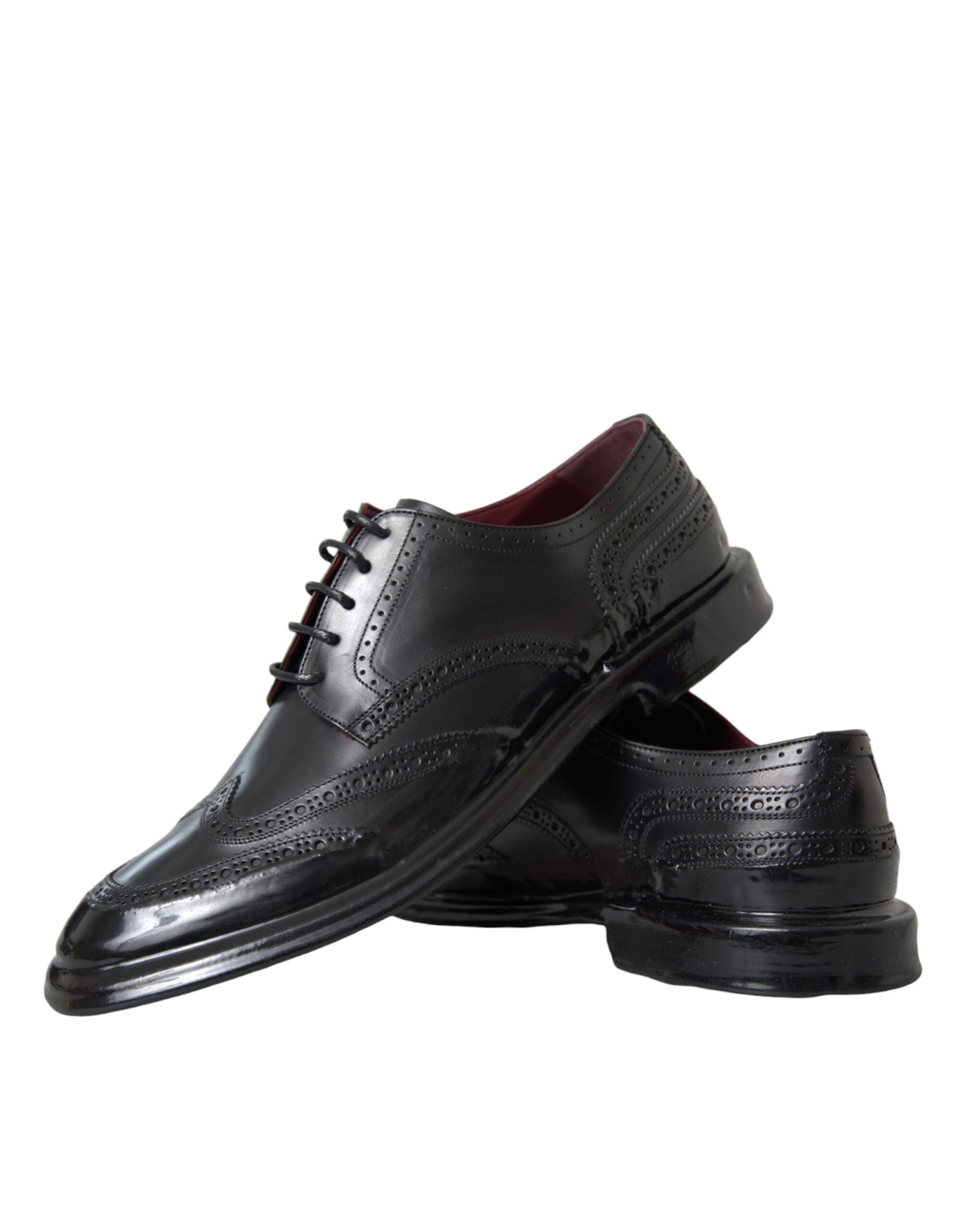 Dolce & Gabbana Black Leather Oxford Wingtip Formal Men Shoes | Regal Royce
