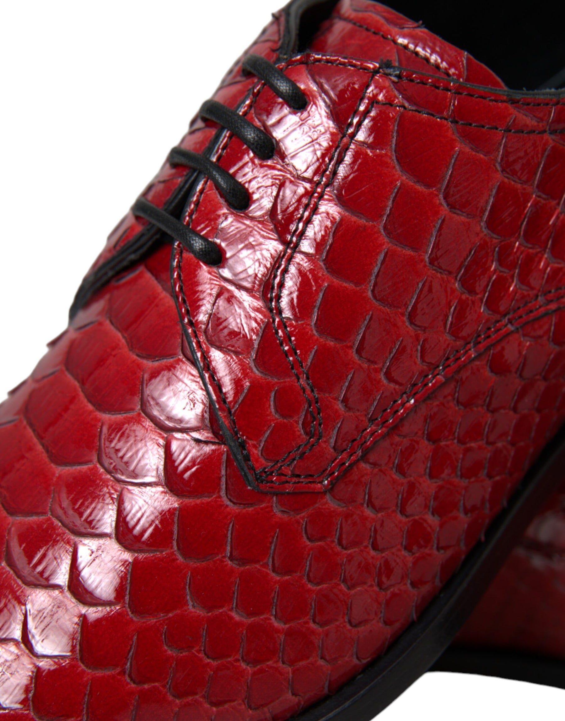 Dolce & Gabbana Red Textured Varnished Derby Men Formal Shoes | Regal Royce