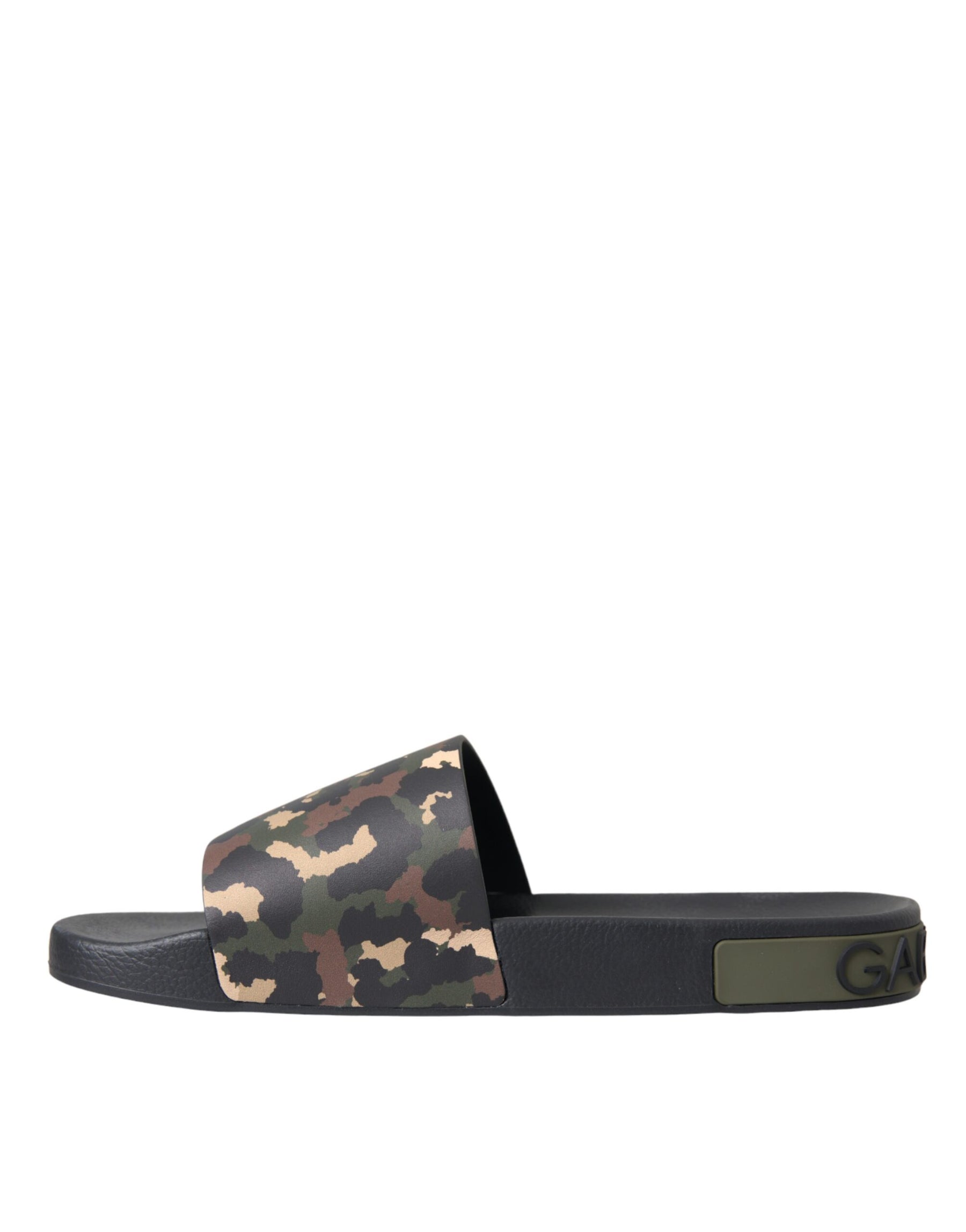 Dolce & Gabbana Multicolor Camouflage Leather Beachwear Men Shoes | Regal Royce