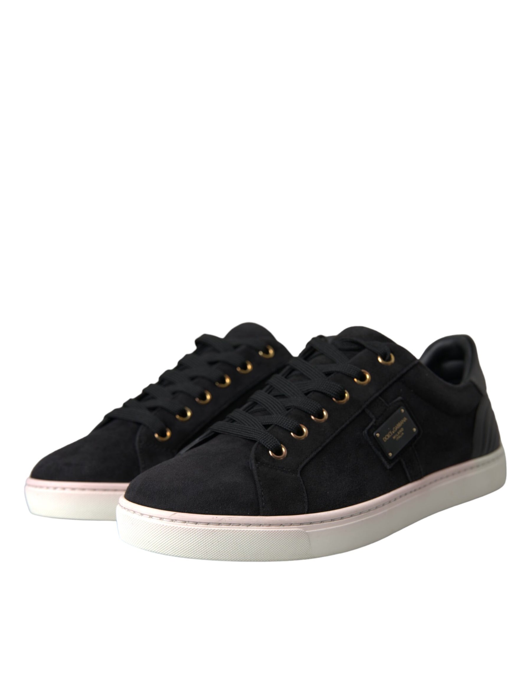Dolce & Gabbana Black Suede Leather Men Low Top Sneakers Men Shoes | Regal Royce