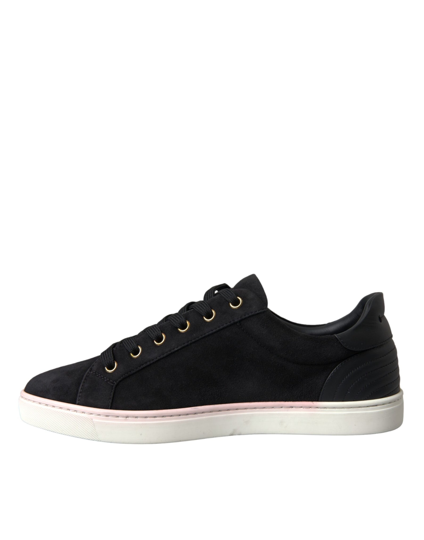 Dolce & Gabbana Black Suede Leather Men Low Top Sneakers Men Shoes | Regal Royce