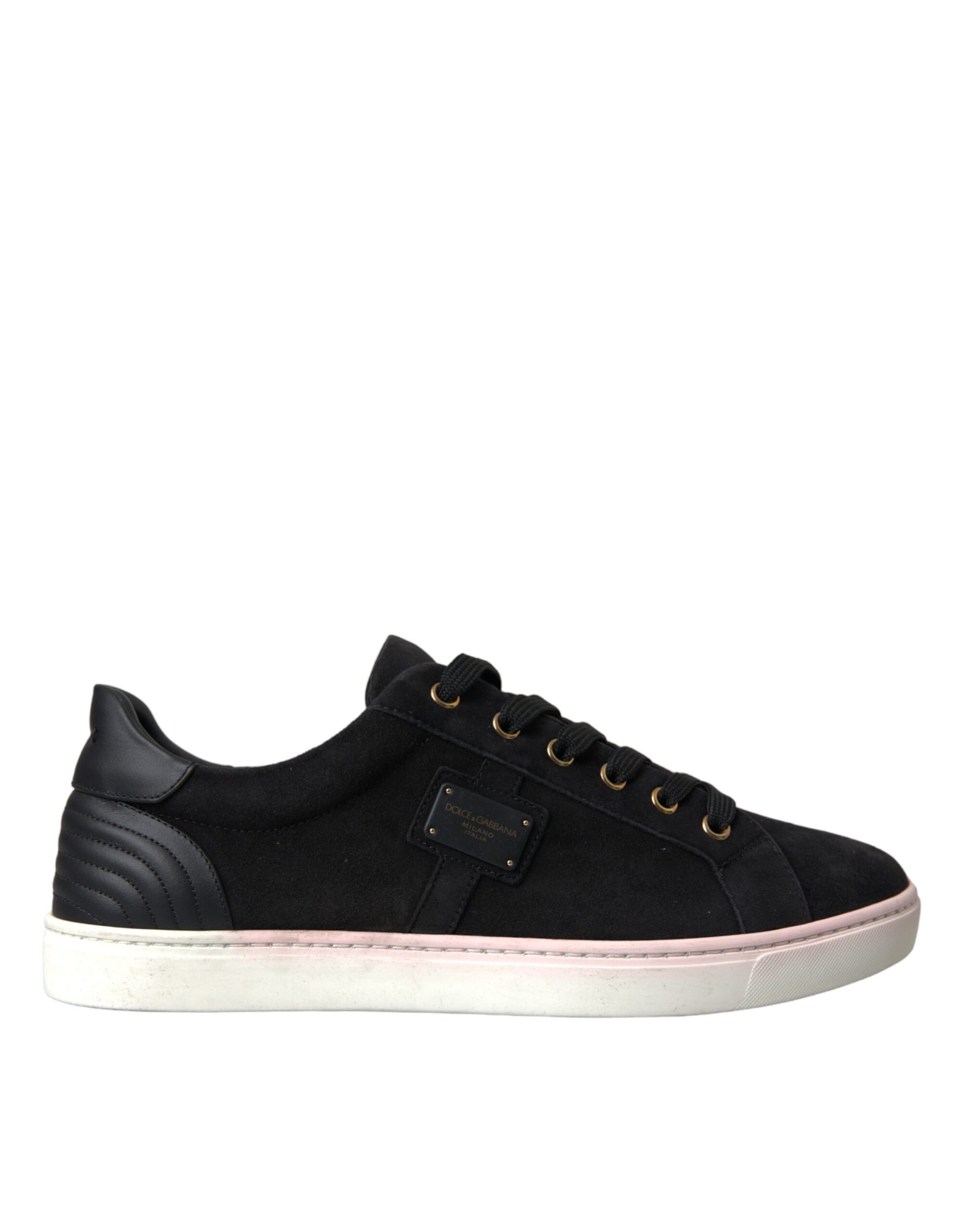 Dolce & Gabbana Black Suede Leather Men Low Top Sneakers Men Shoes | Regal Royce