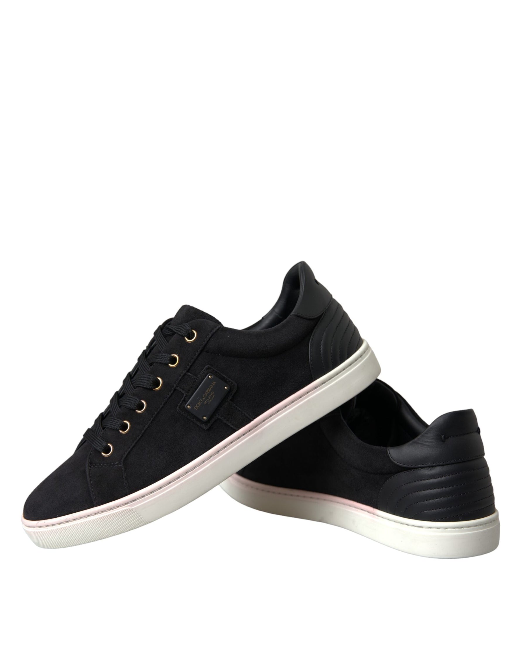 Dolce & Gabbana Black Suede Leather Men Low Top Sneakers Men Shoes | Regal Royce