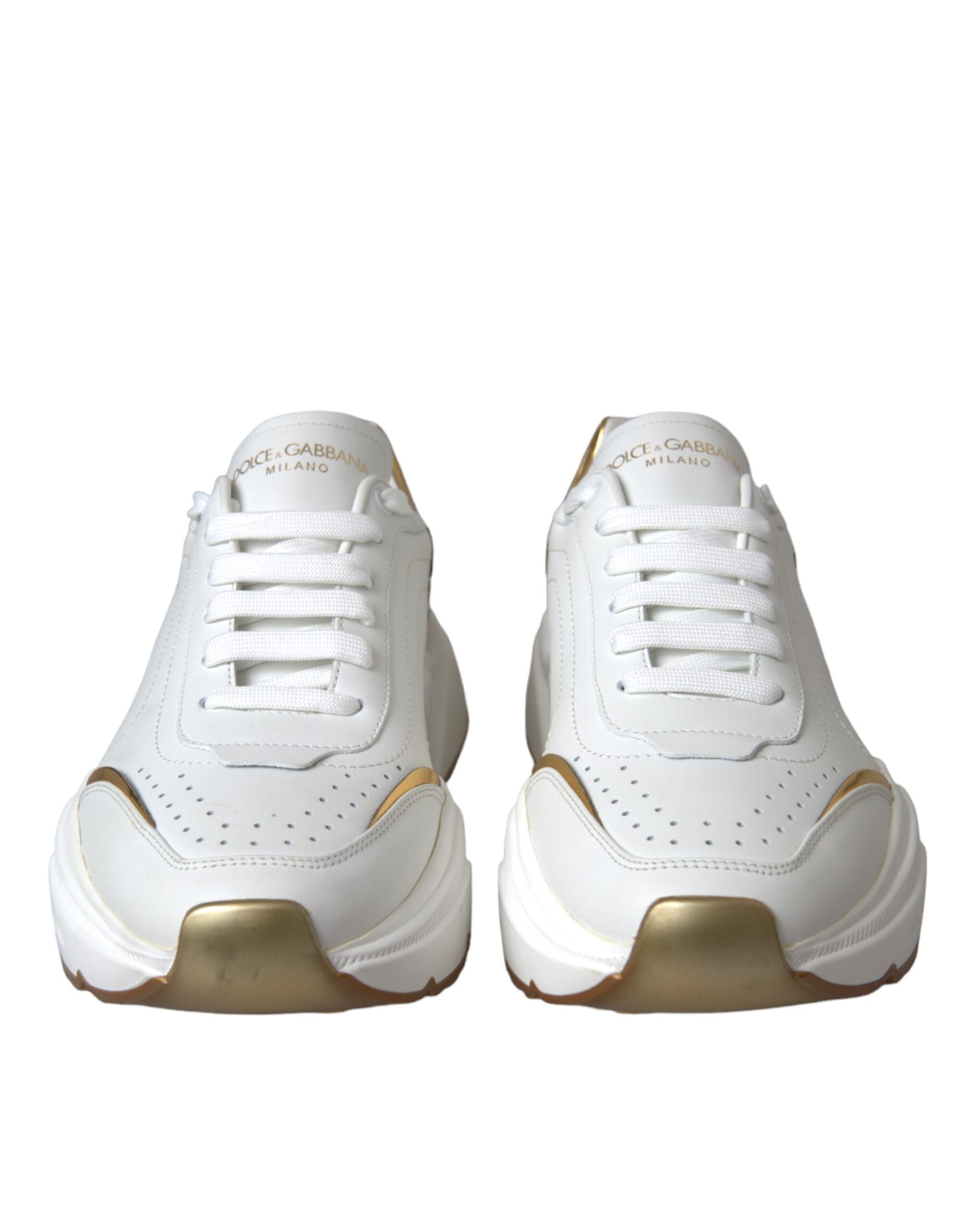 Dolce & Gabbana White Gold DAYMASTER Leather Sneakers Shoes | Regal Royce