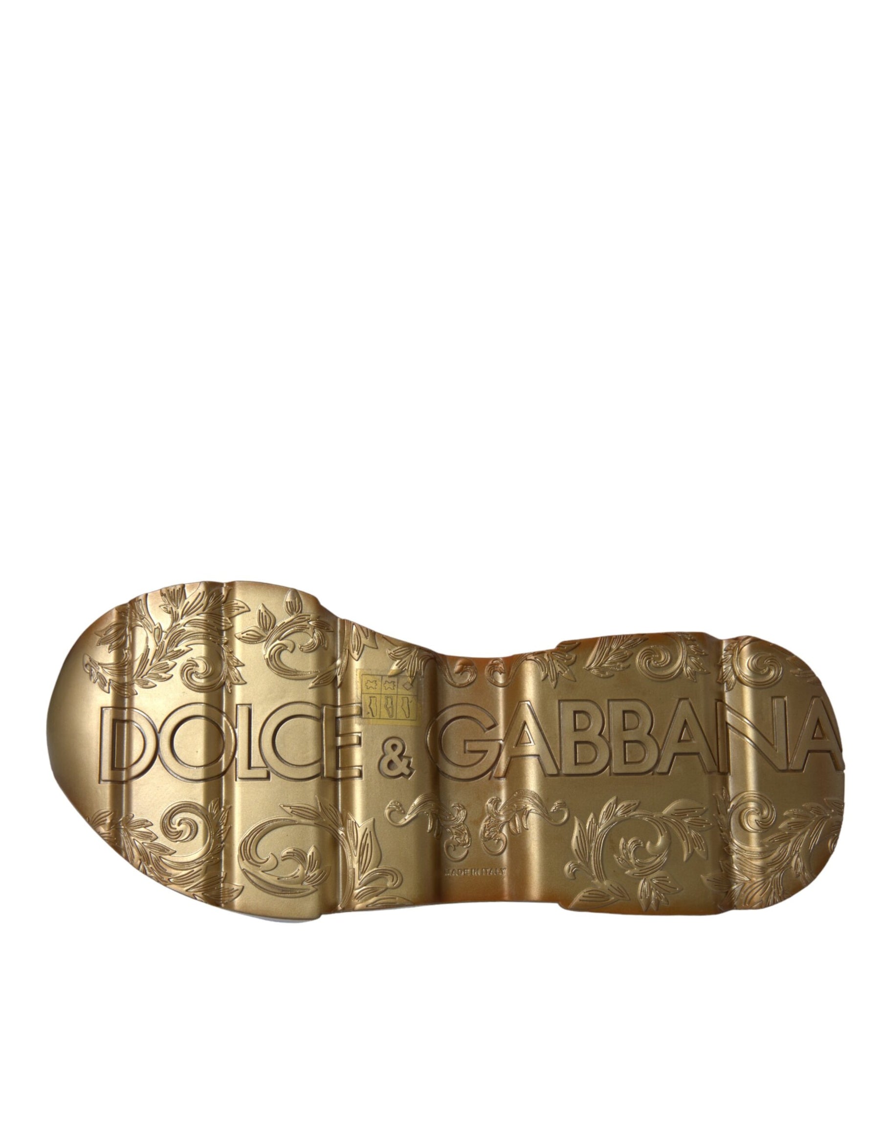 Dolce & Gabbana White Gold DAYMASTER Leather Sneakers Shoes | Regal Royce