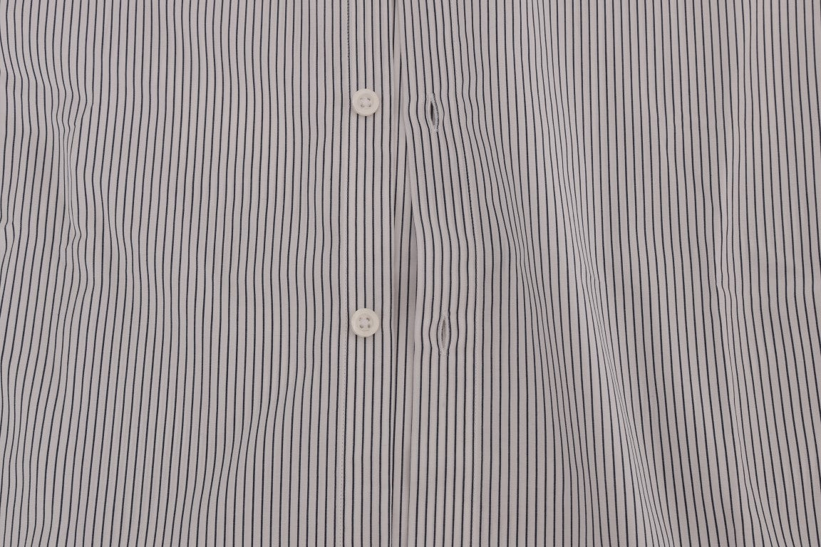 Frankie Morello White Blue Striped Casual Cotton Regular Fit Shirt | Regal Royce