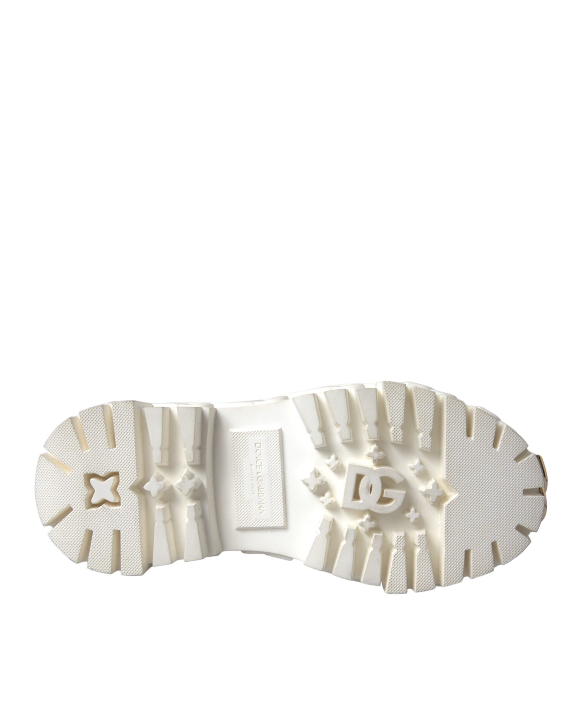 Dolce & Gabbana White Leather Rubber Logo Ankle Boots Shoes | Regal Royce