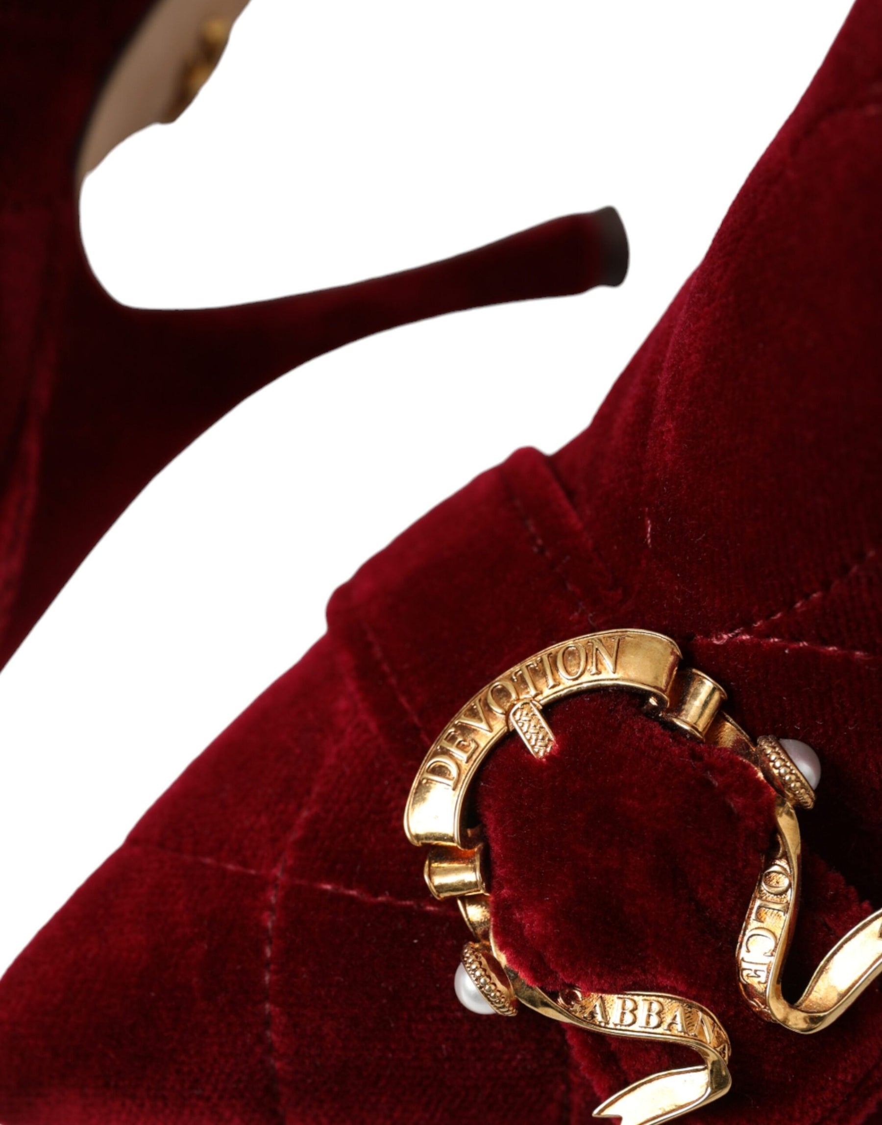Dolce & Gabbana Dark Red Velvet Devotion Buckle Boots Shoes | Regal Royce