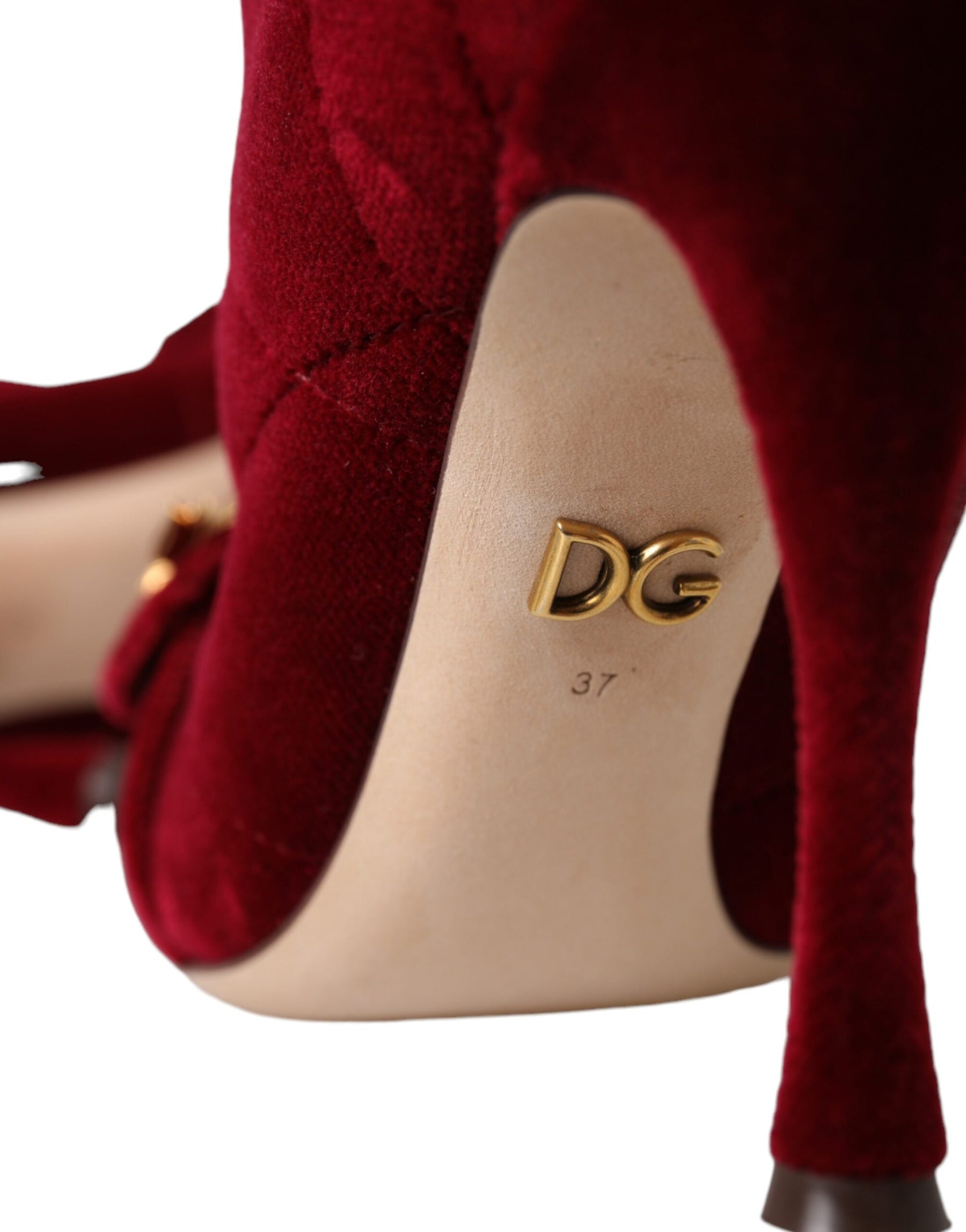 Dolce & Gabbana Dark Red Velvet Devotion Buckle Boots Shoes | Regal Royce