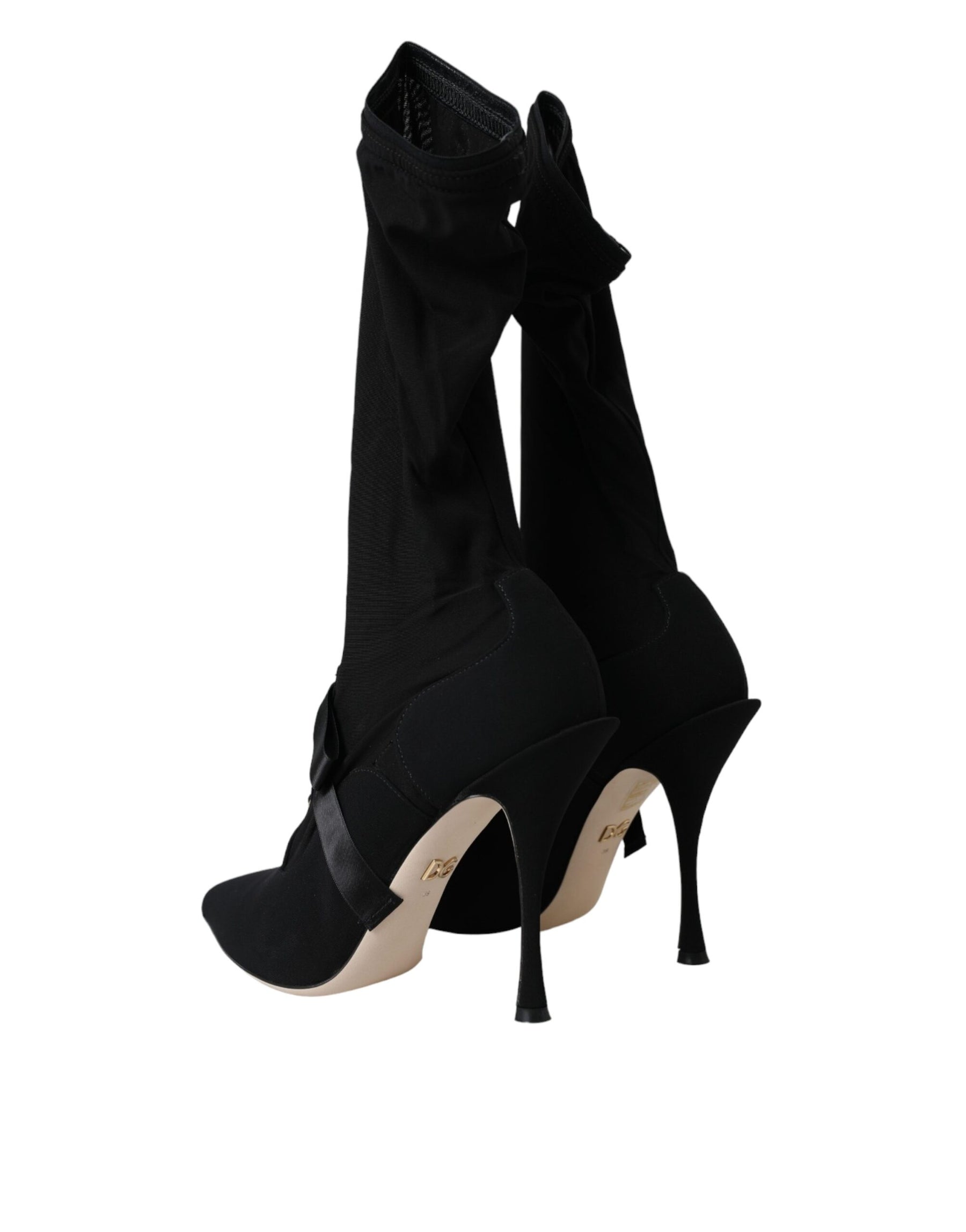 Dolce & Gabbana Black Stiletto Heels Mid Calf Boots Shoes | Regal Royce