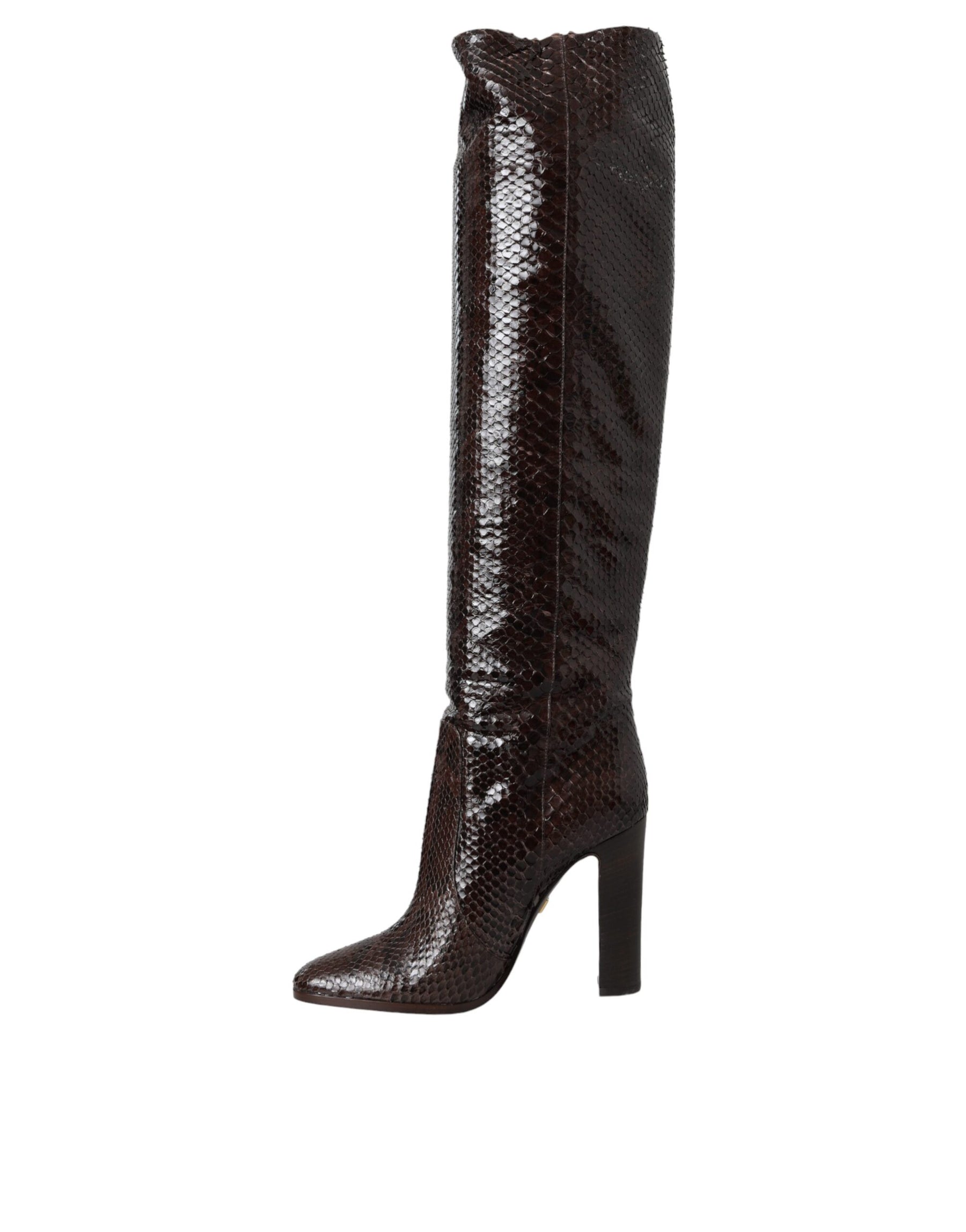 Dolce & Gabbana Brown Exotic Leather Heels High Boots Shoes | Regal Royce