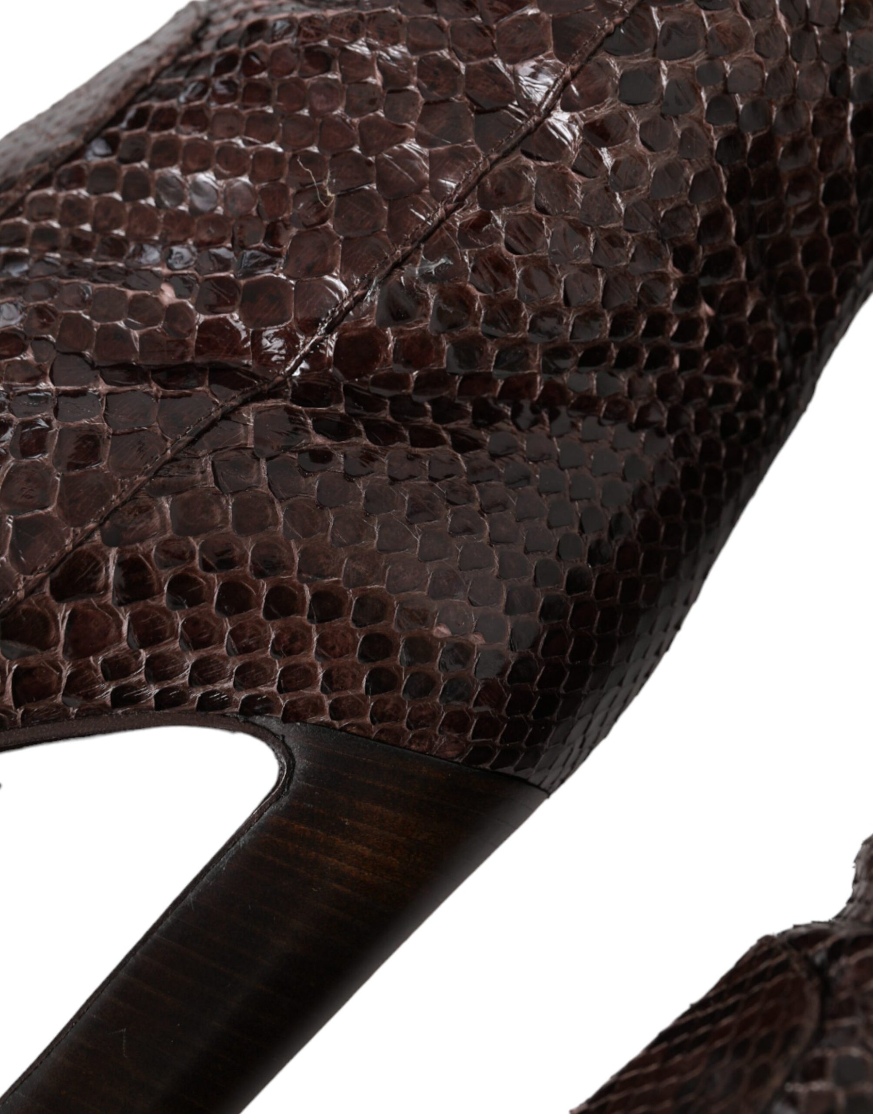 Dolce & Gabbana Brown Exotic Leather Heels High Boots Shoes | Regal Royce