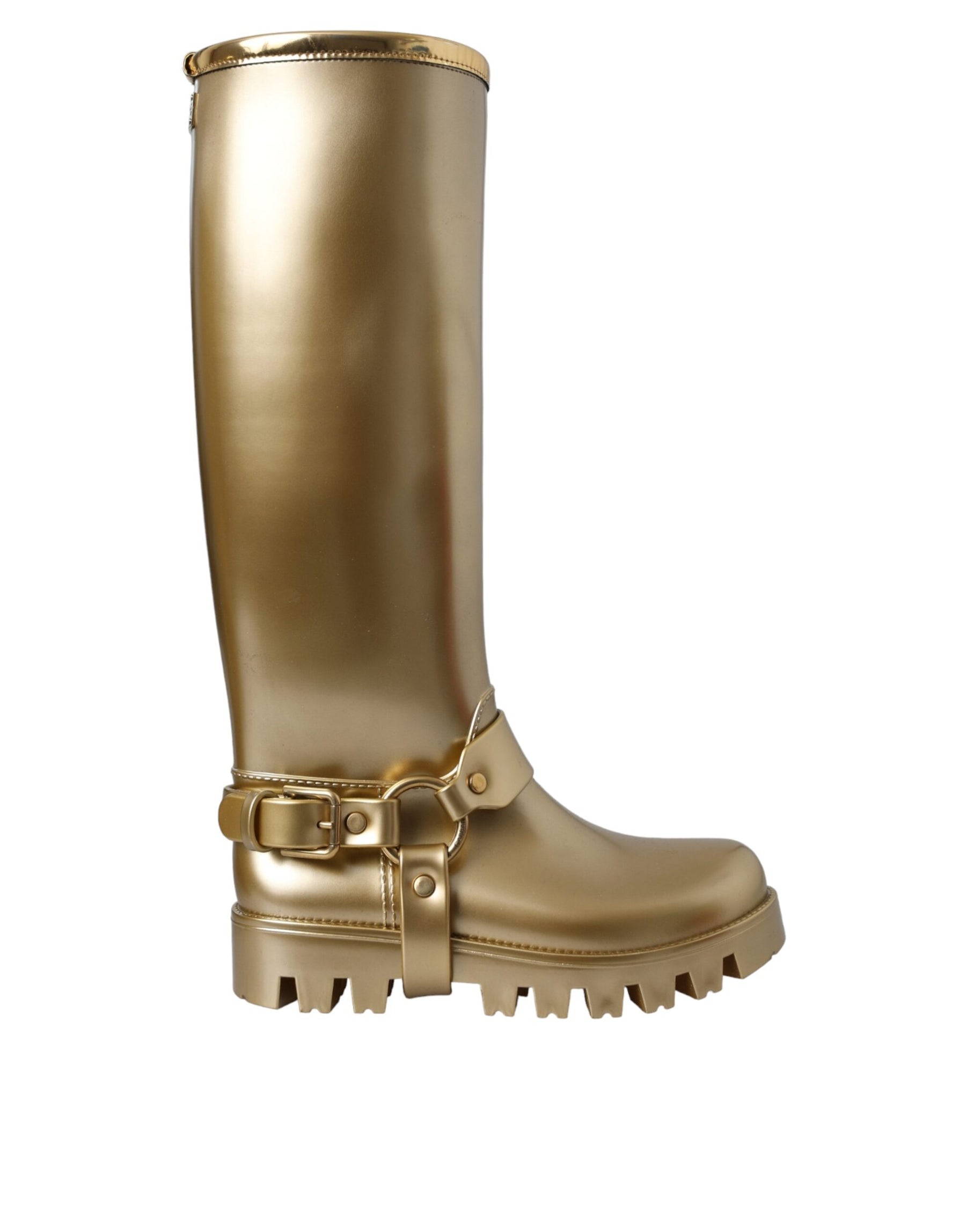 Dolce & Gabbana Metallic Gold Rubber PVC Rain Boots Shoes | Regal Royce