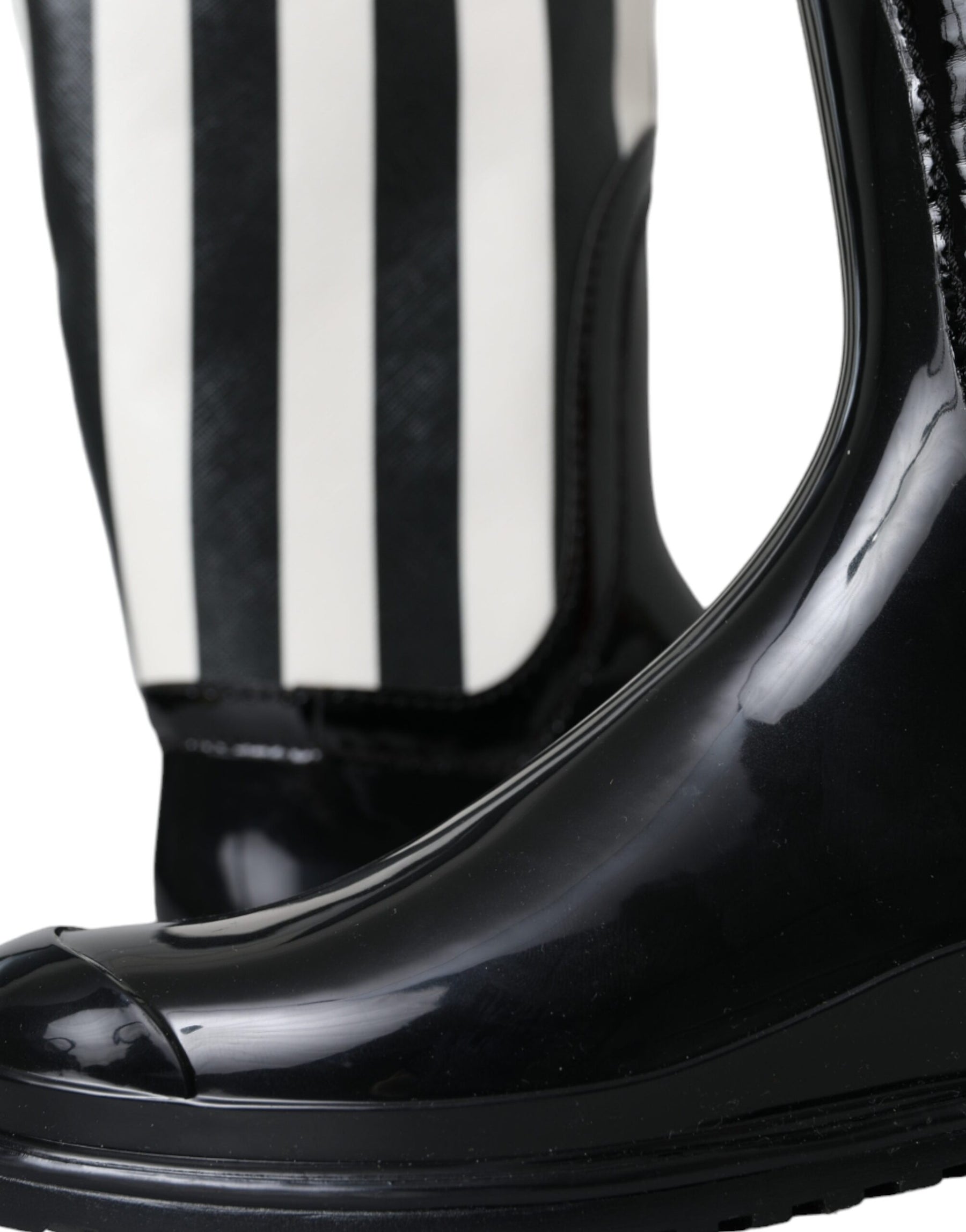 Dolce & Gabbana Black Rubber Knee High Flat Boots Shoes | Regal Royce
