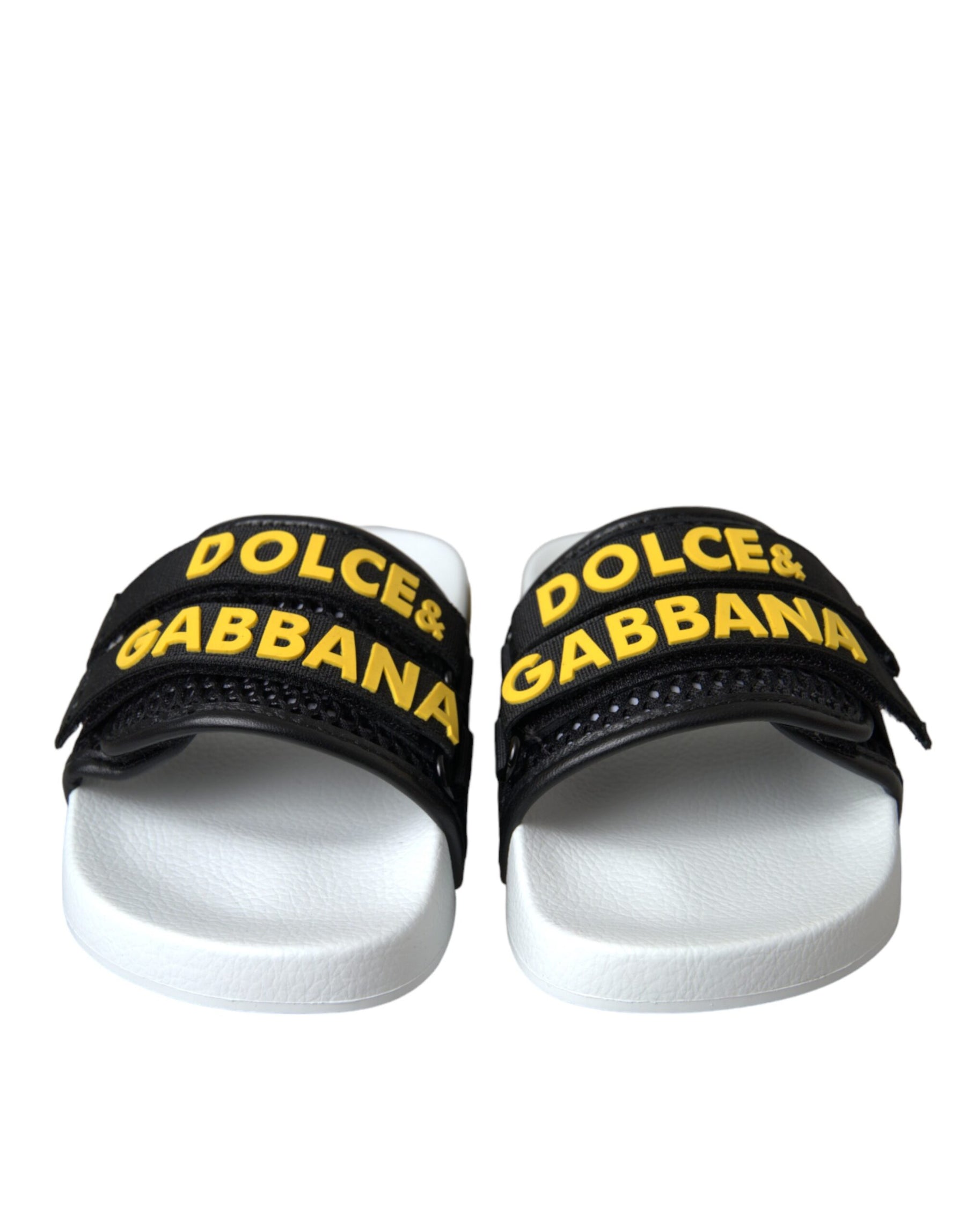 Dolce & Gabbana White Black Logo Beachwear Flats Sandals Shoes | Regal Royce