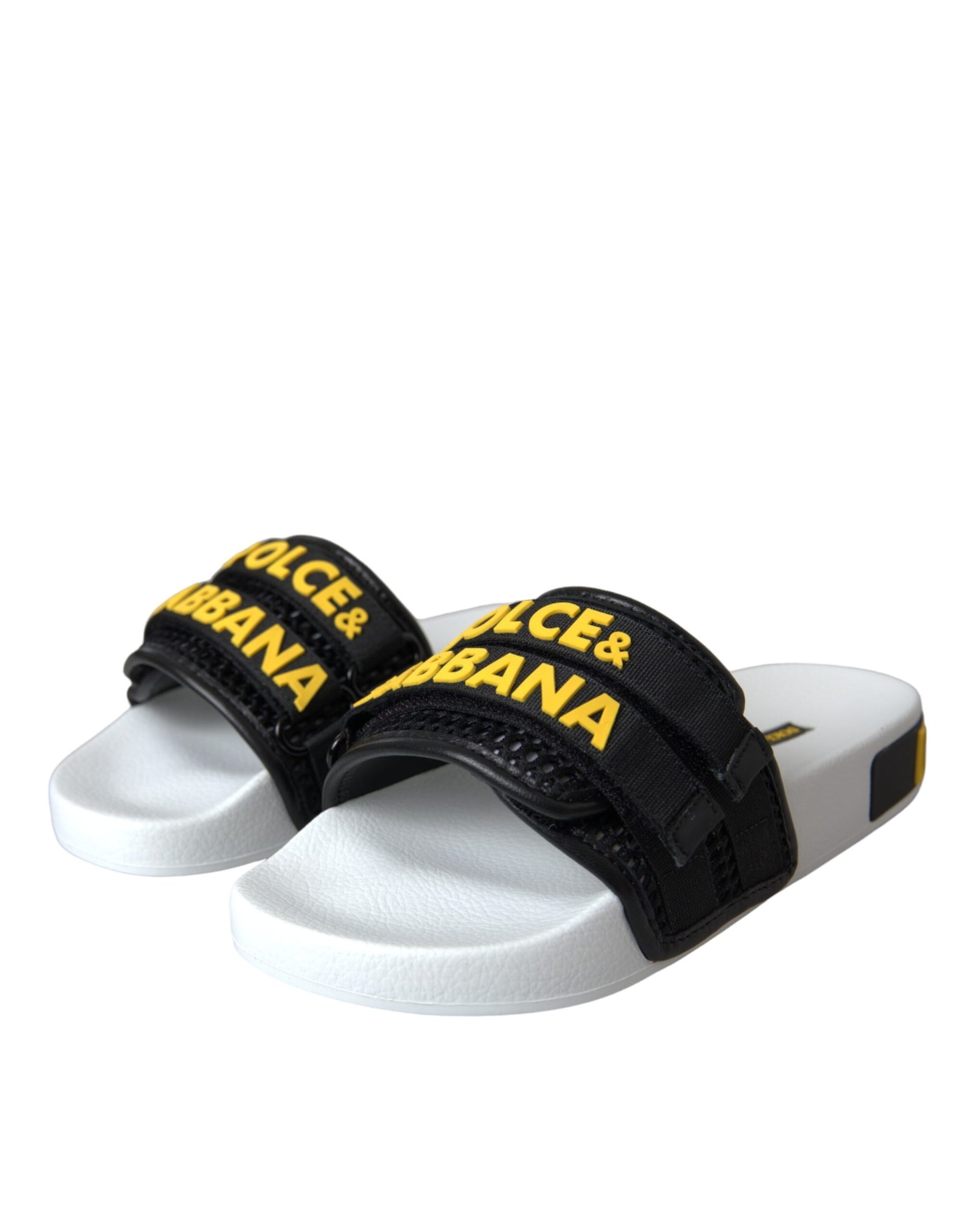 Dolce & Gabbana White Black Logo Beachwear Flats Sandals Shoes | Regal Royce