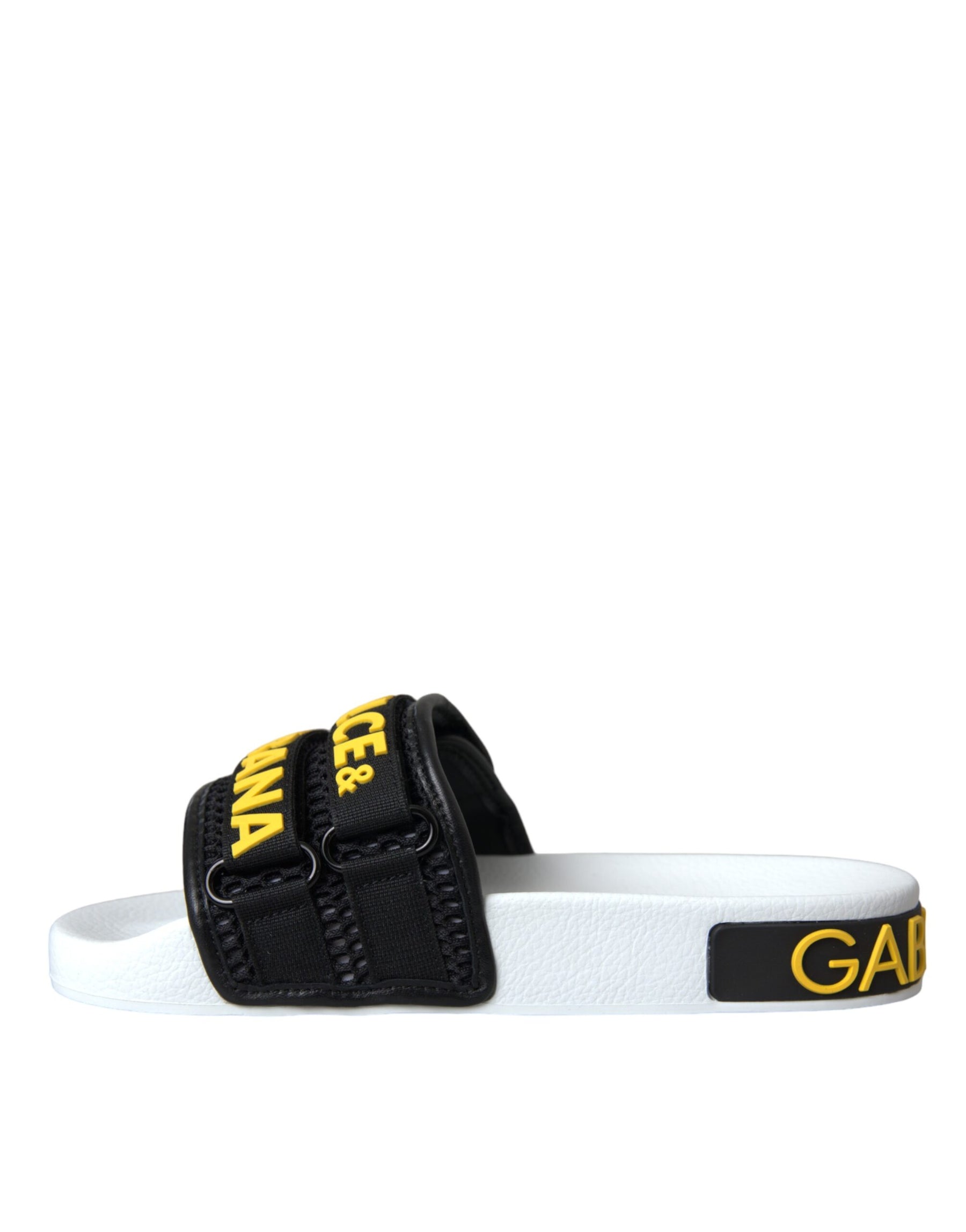 Dolce & Gabbana White Black Logo Beachwear Flats Sandals Shoes | Regal Royce
