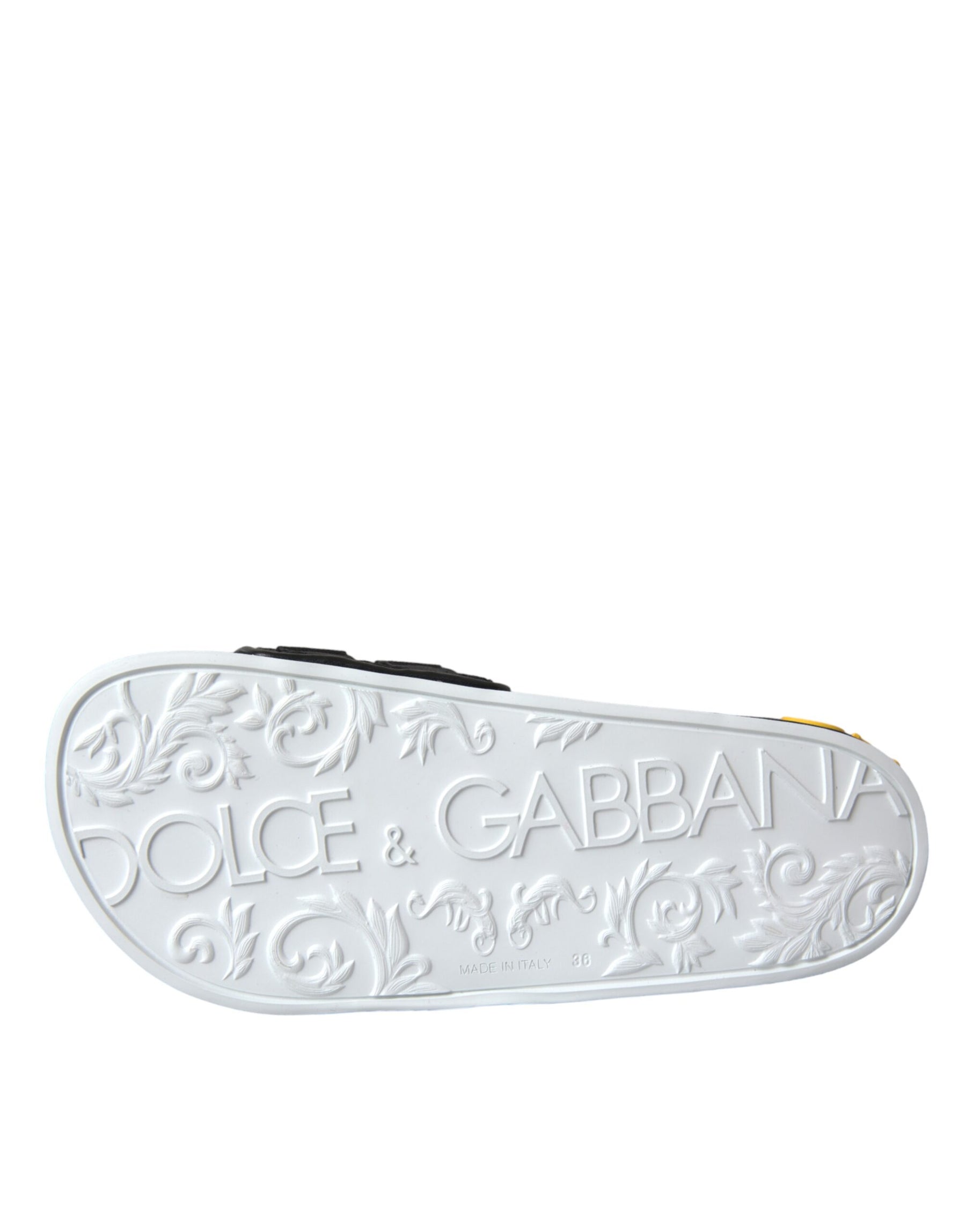 Dolce & Gabbana White Black Logo Beachwear Flats Sandals Shoes | Regal Royce