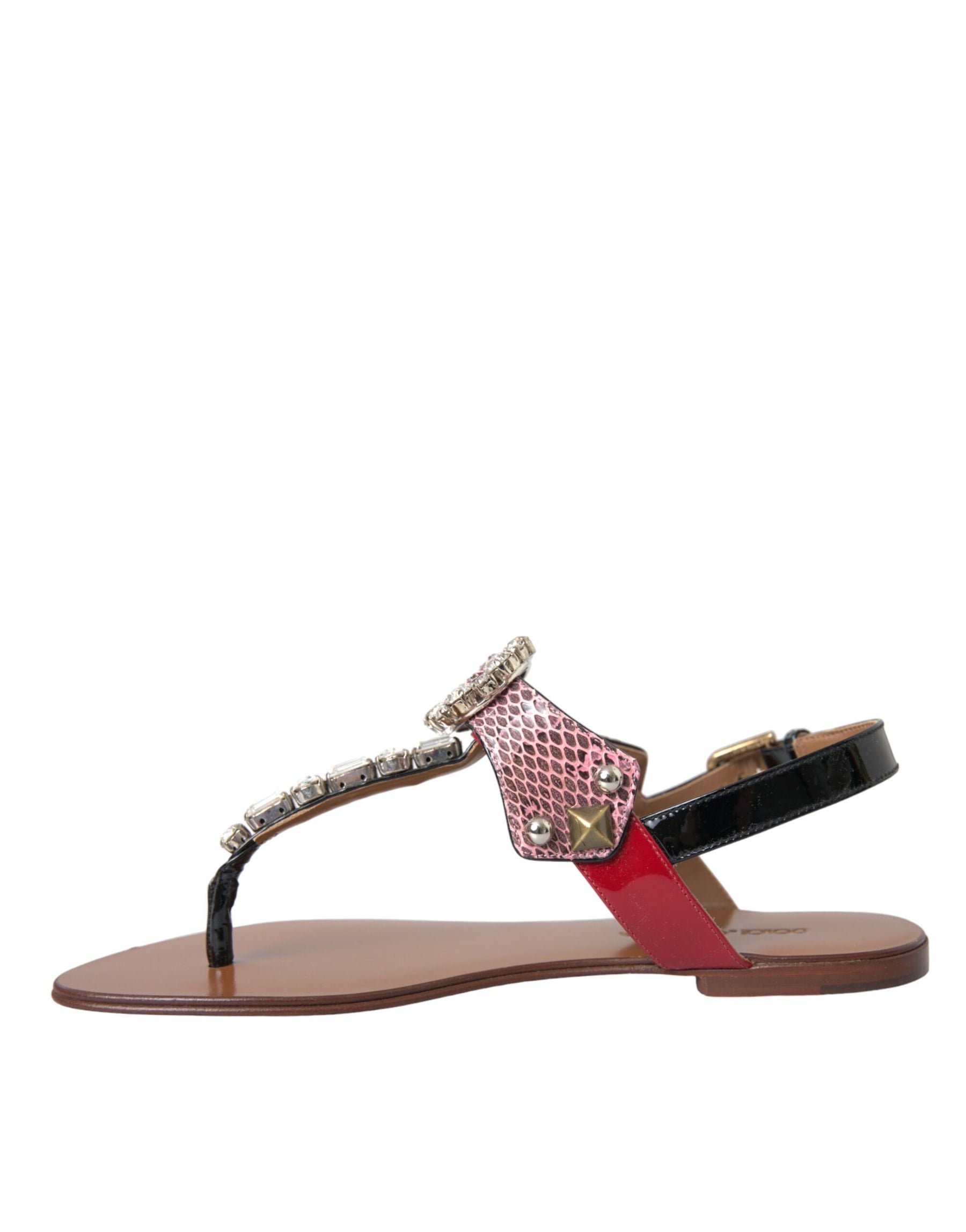 Dolce & Gabbana Multicolor Crystal Sandals Flip Flops Shoes | Regal Royce