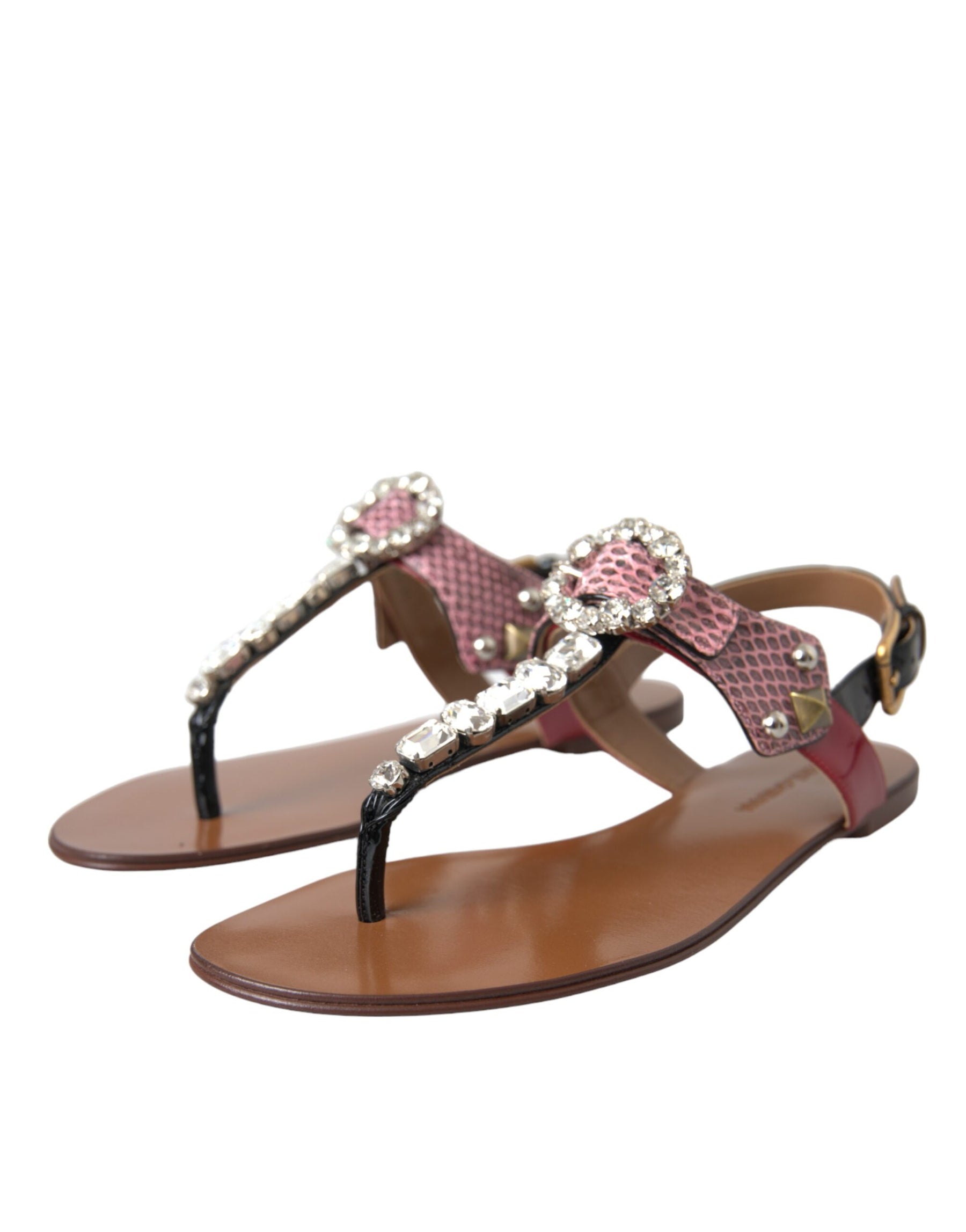 Dolce & Gabbana Multicolor Crystal Sandals Flip Flops Shoes | Regal Royce
